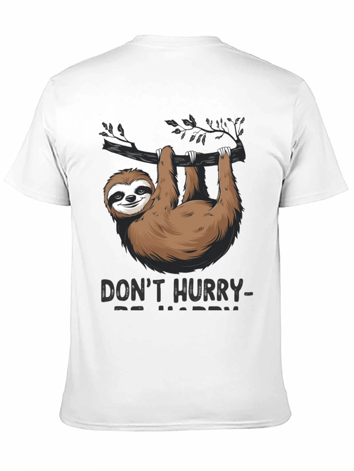 Black Don't Hurry Be Happy Sloth T-Shirt view 11
