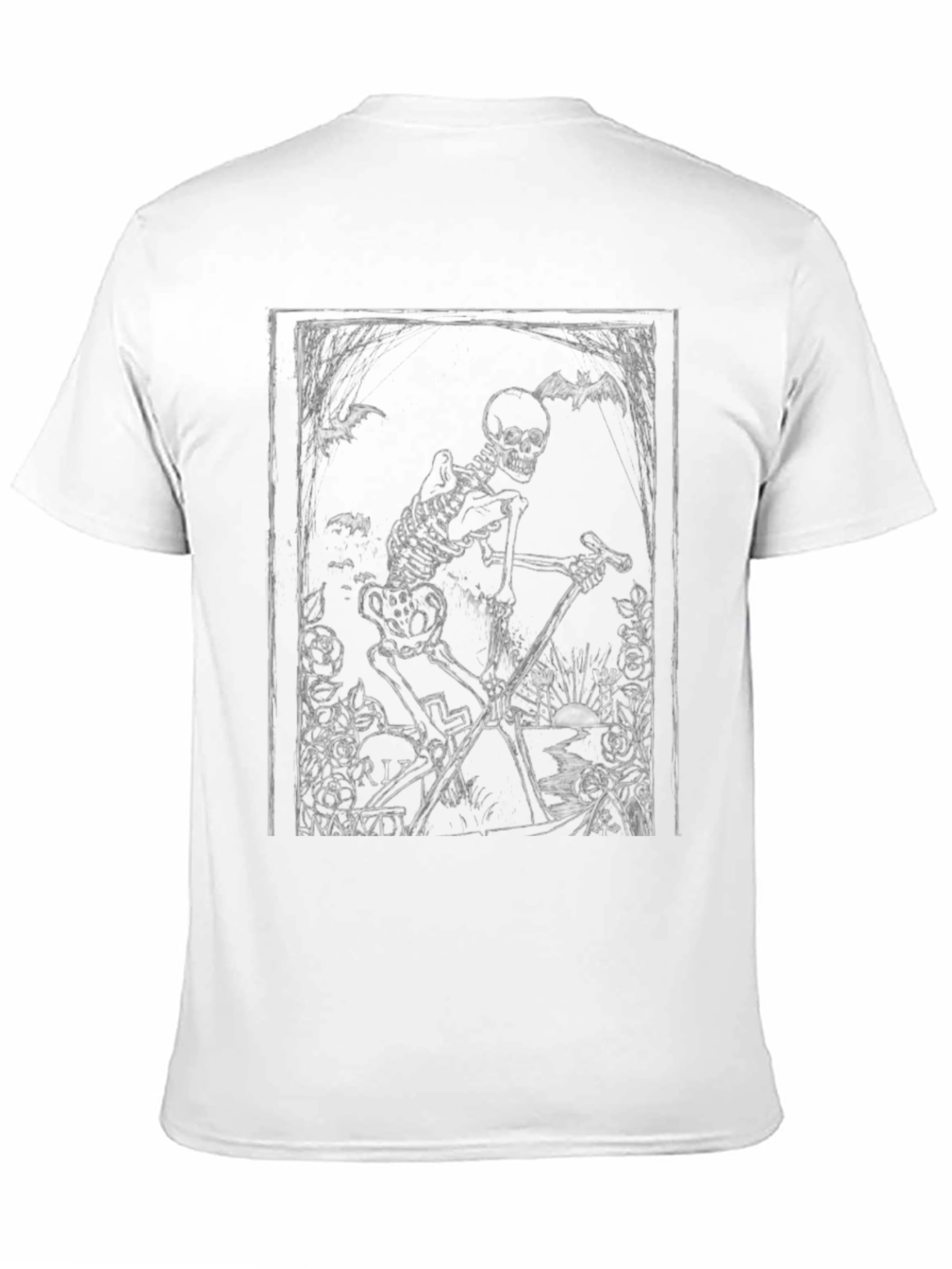 Black Gothic Skeleton Grim Reaper Black T-Shirt view 11