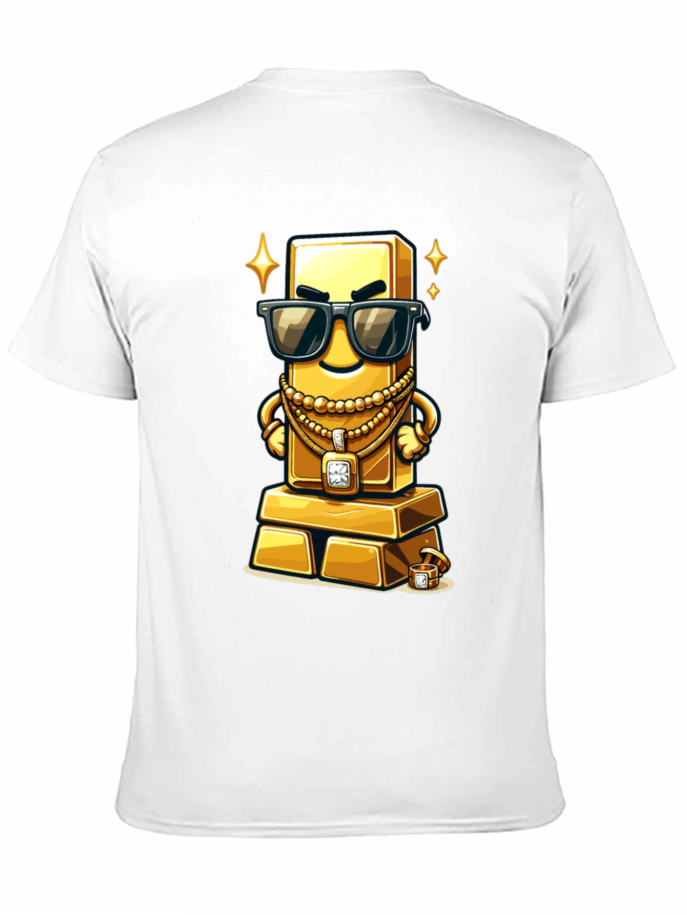 Black Gold Bar Cartoon Graphic Tee view 11