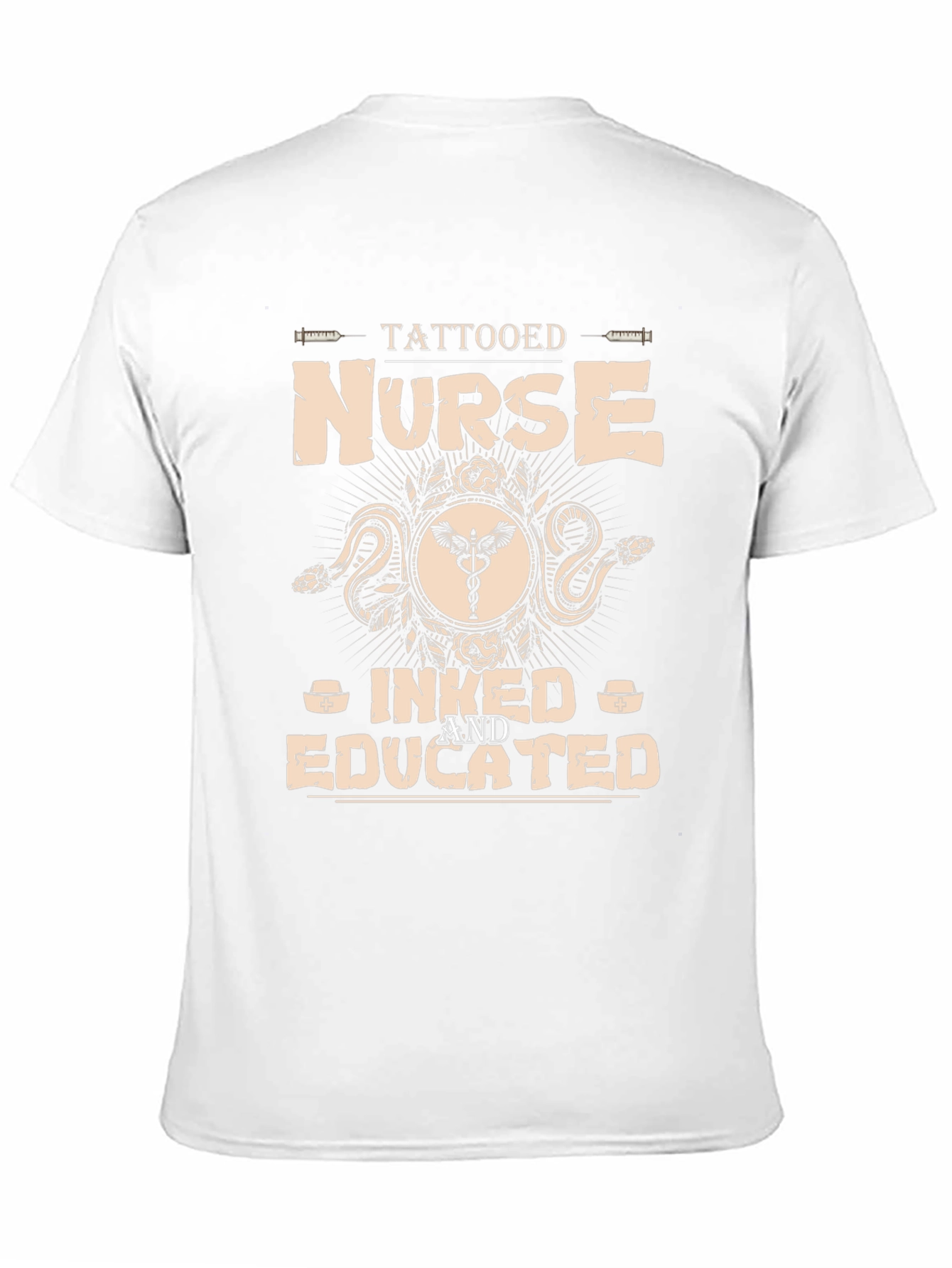 Black Tattooed Nurse Graphic Tee - Inked & Educated T-Shirt view 11