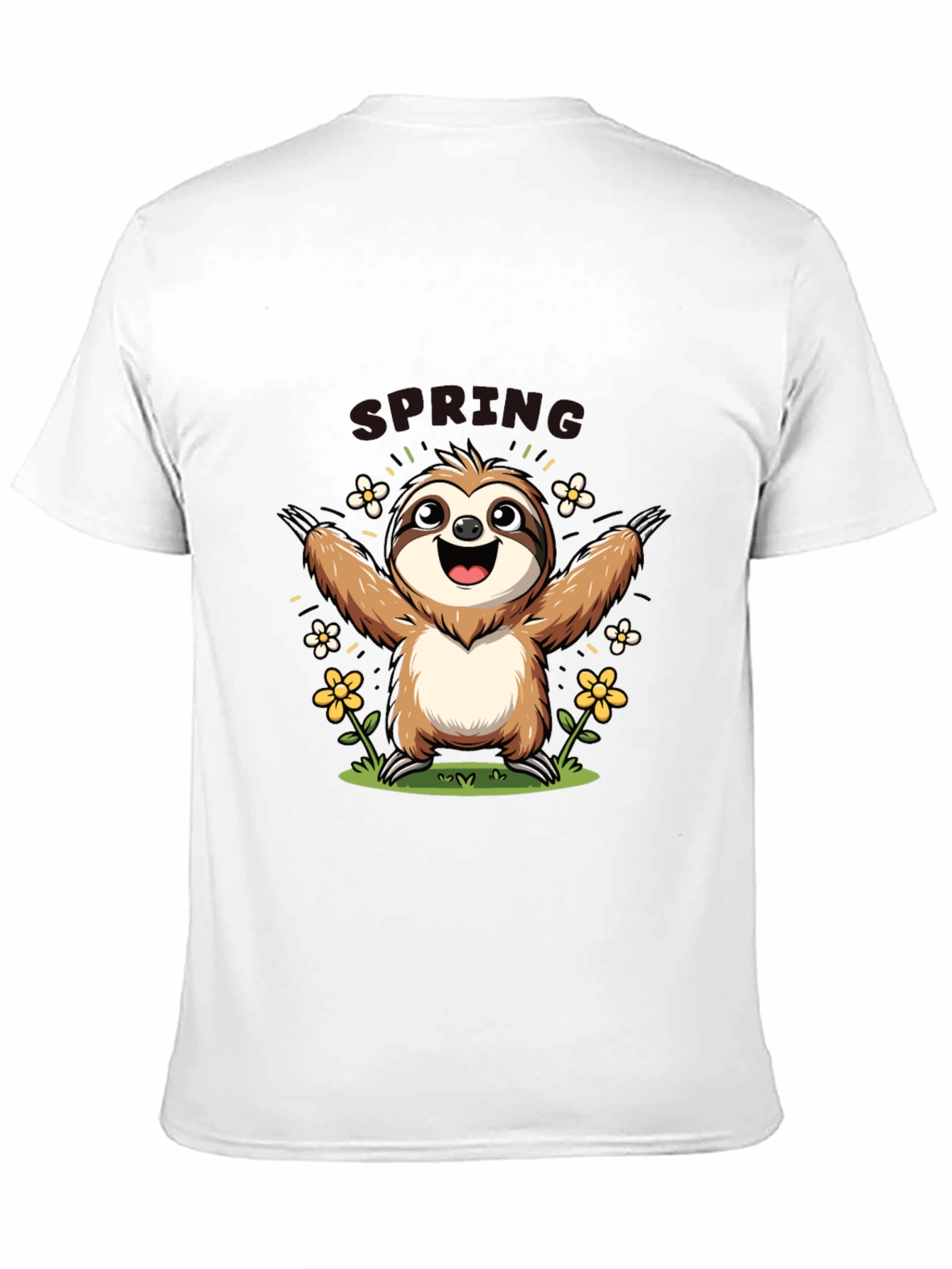 Black Cute Sloth Spring T-Shirt view 11