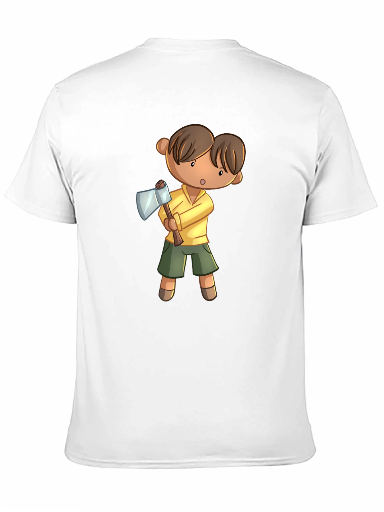 Black Cartoon Axe Man T-Shirt view 11