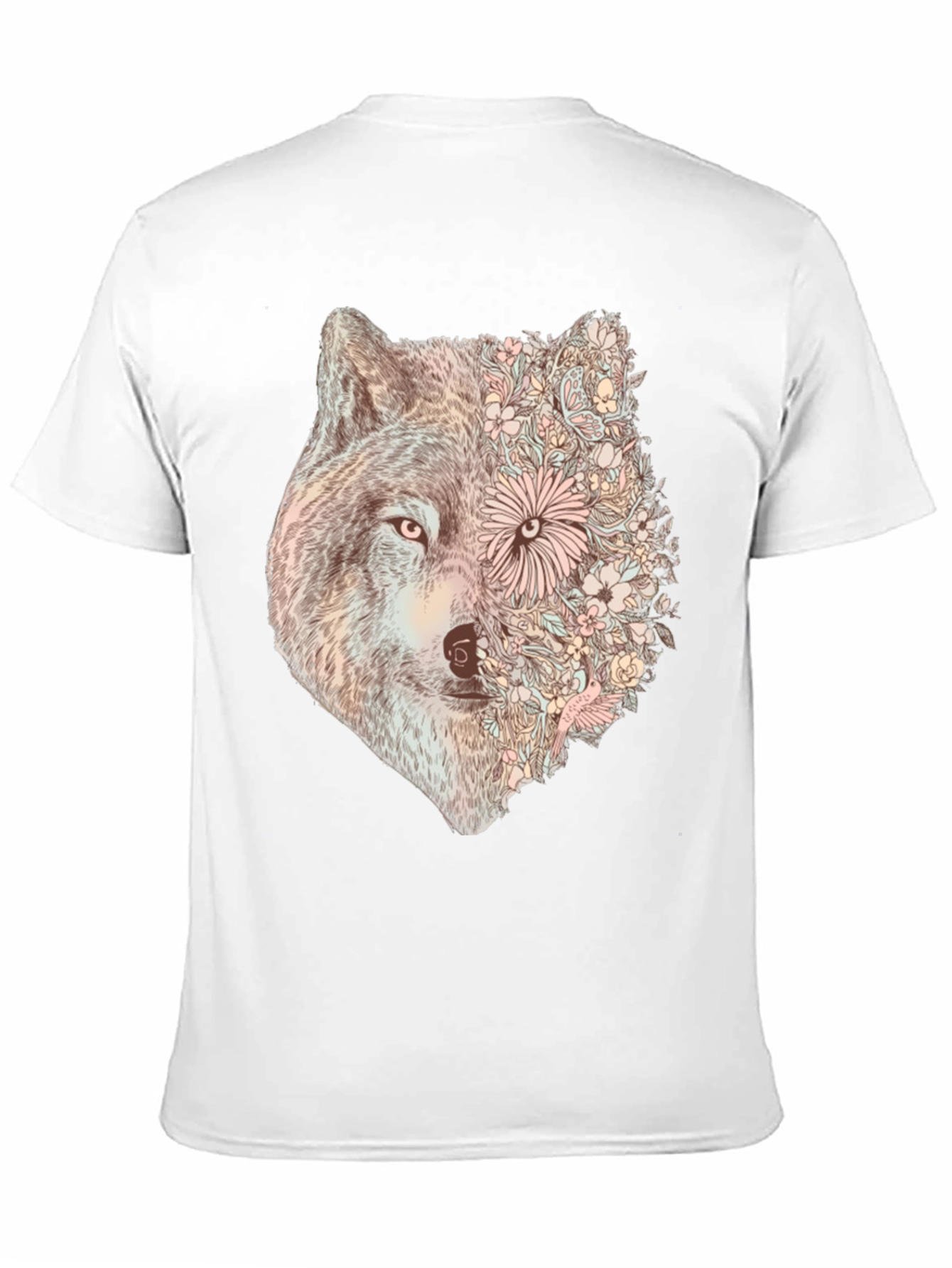 Black Floral Wolf Graphic Tee - Stylish Men's Black T-Shirt view 11
