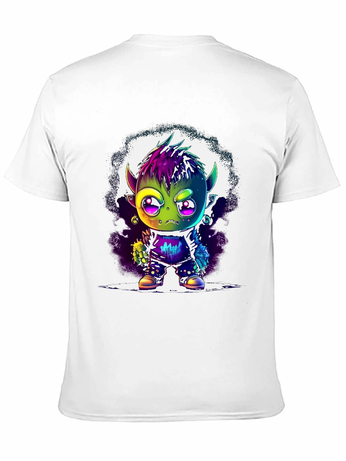 Black Cartoon Monster Graphic Tee - Black Unisex T-Shirt view 11