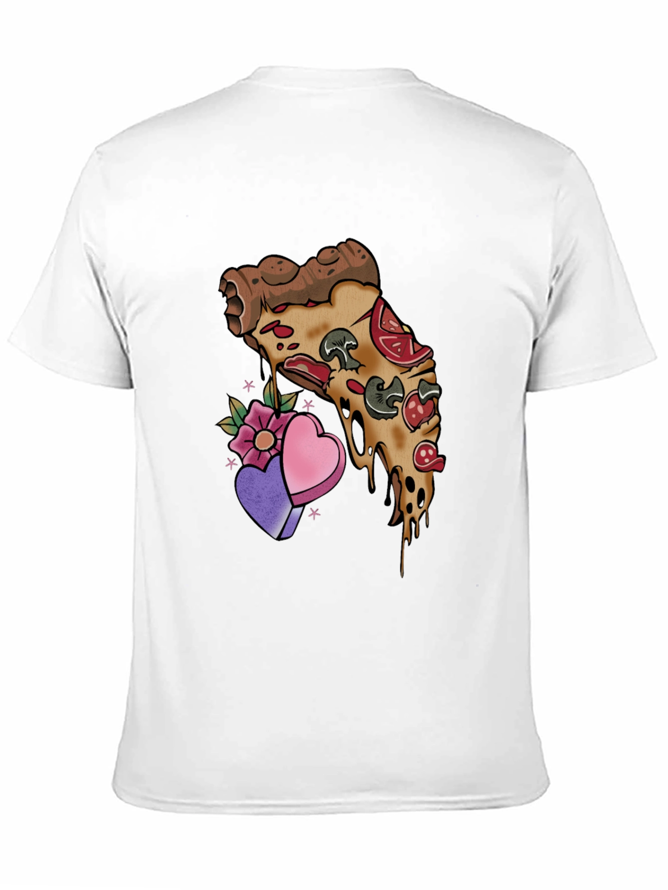 Black Pizza Love T-Shirt - Foodie Valentine's Tee view 11