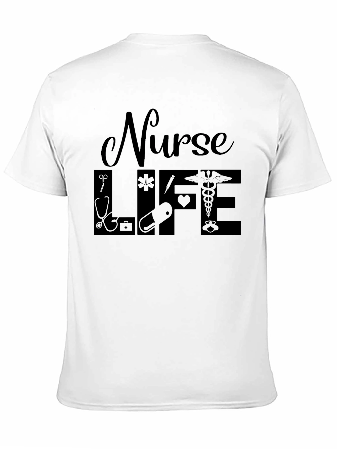 Black Nurse Life Graphic T-Shirt - Black Crew Neck view 11