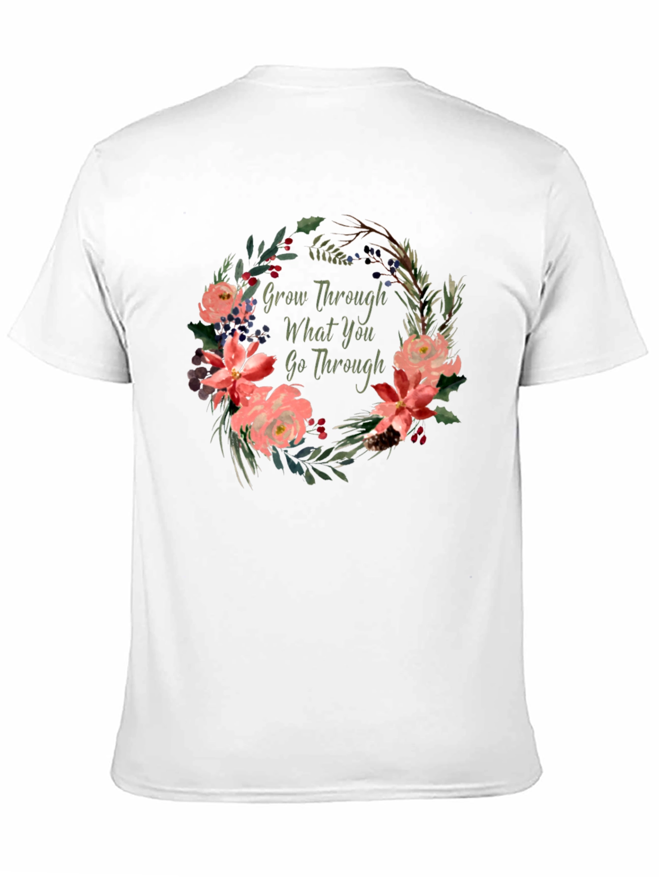 Black Floral Grow Through What You Go Through T-Shirt view 11