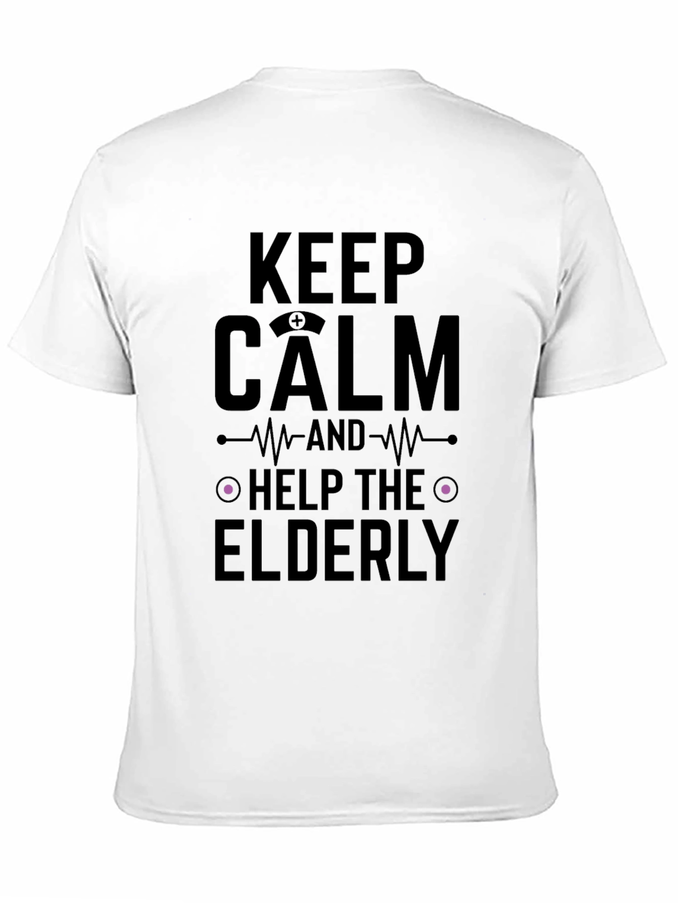 Black Keep Calm Help Elderly Black Graphic Tee view 11