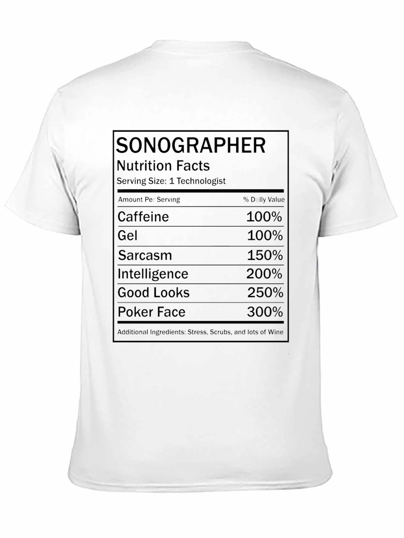 Black Sonographer Nutrition Facts T-Shirt view 11