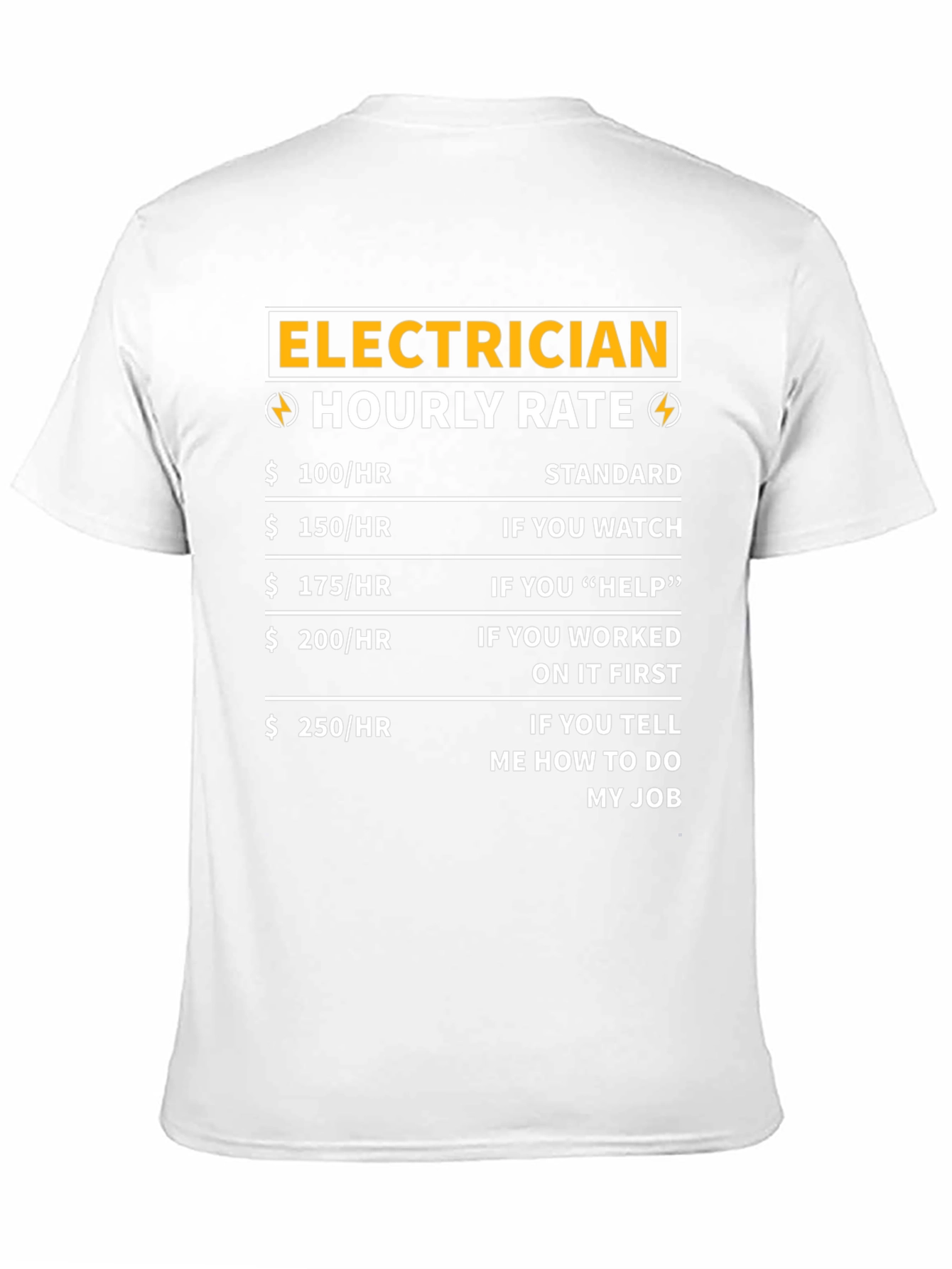 Black Electrician Hourly Rate T-Shirt - Funny Job Tee view 11