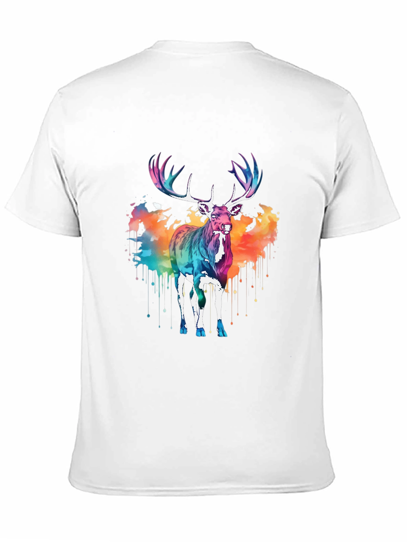 Colorful Deer Graphic Tee - Men's Black T-Shirt - 11