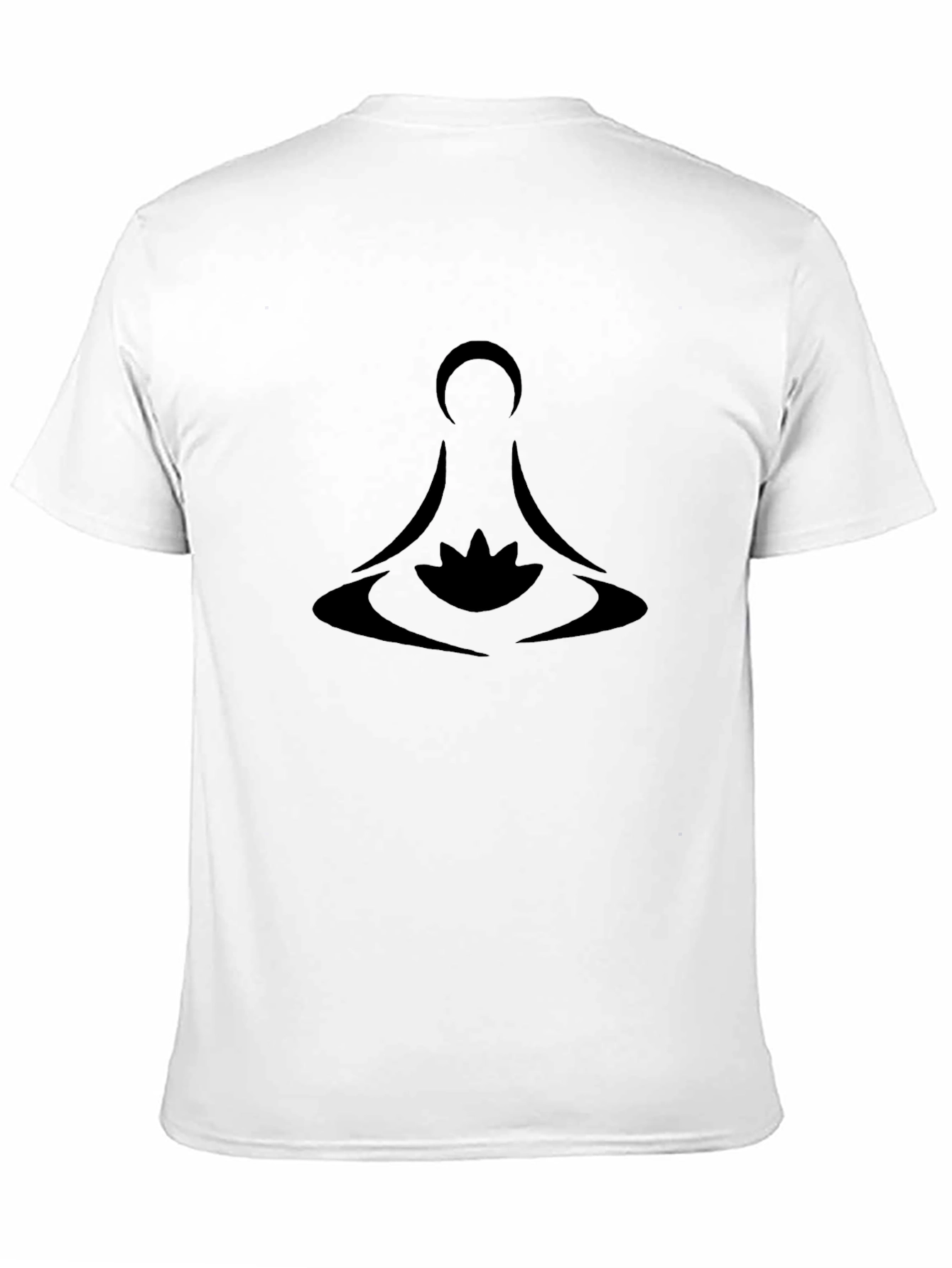 Black Meditative Lotus Design Black T-Shirt view 11