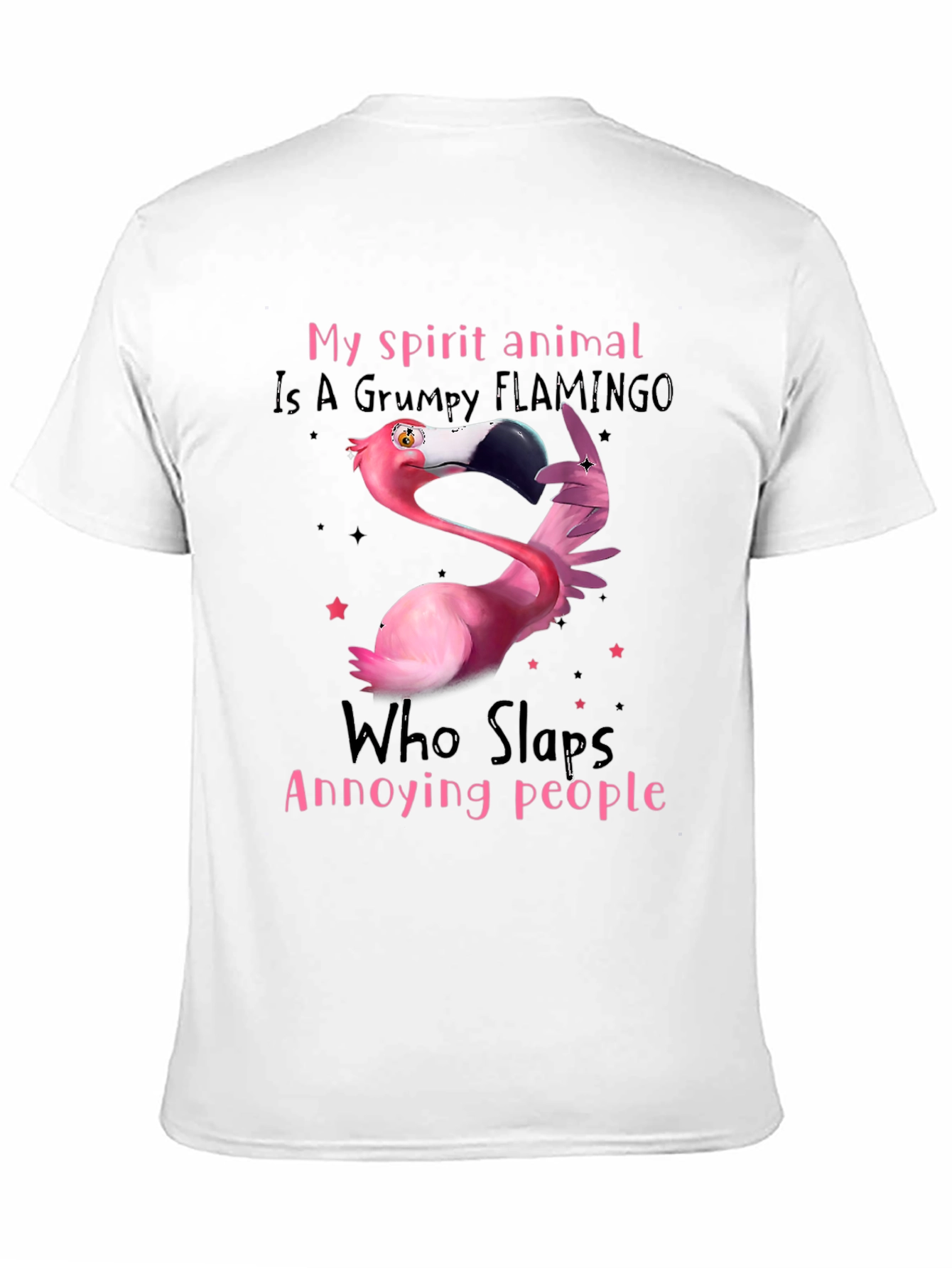 Black Grumpy Flamingo T-Shirt - Slaps Annoying People view 11