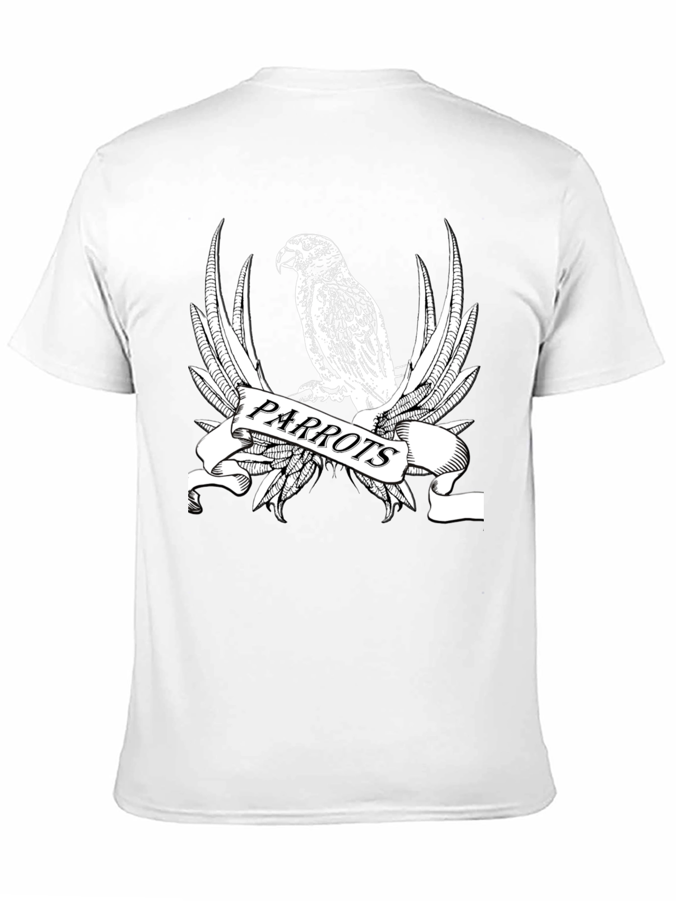 Black Parrot Graphic Print Crew Neck T-Shirt view 11