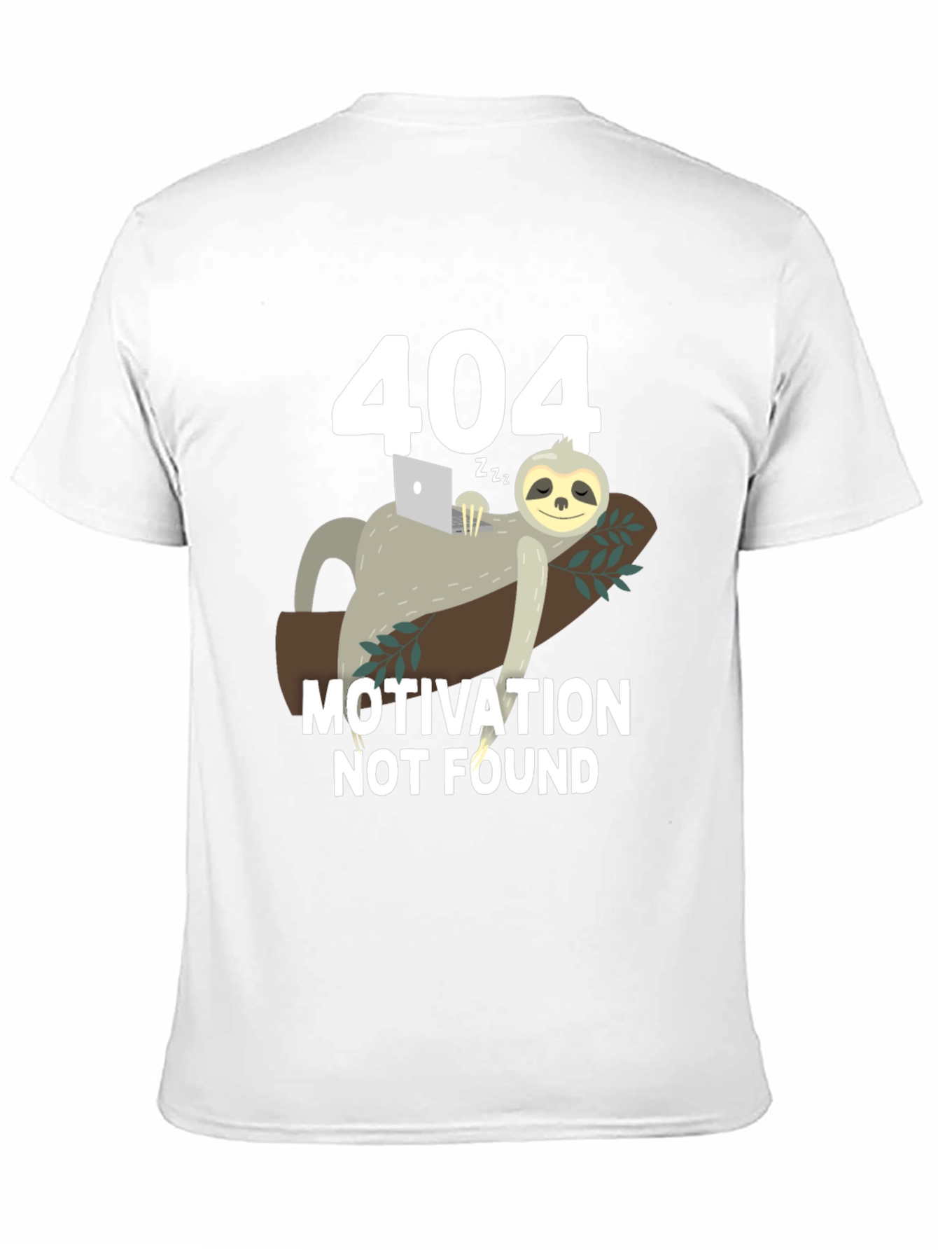 Black 404 Motivation Not Found Sloth Graphic T-Shirt view 11