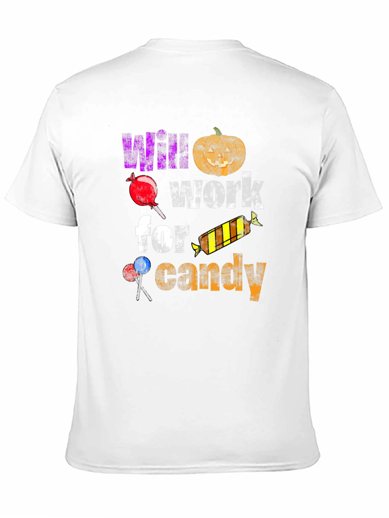 Black Halloween T-Shirt - Will Work For Candy view 11