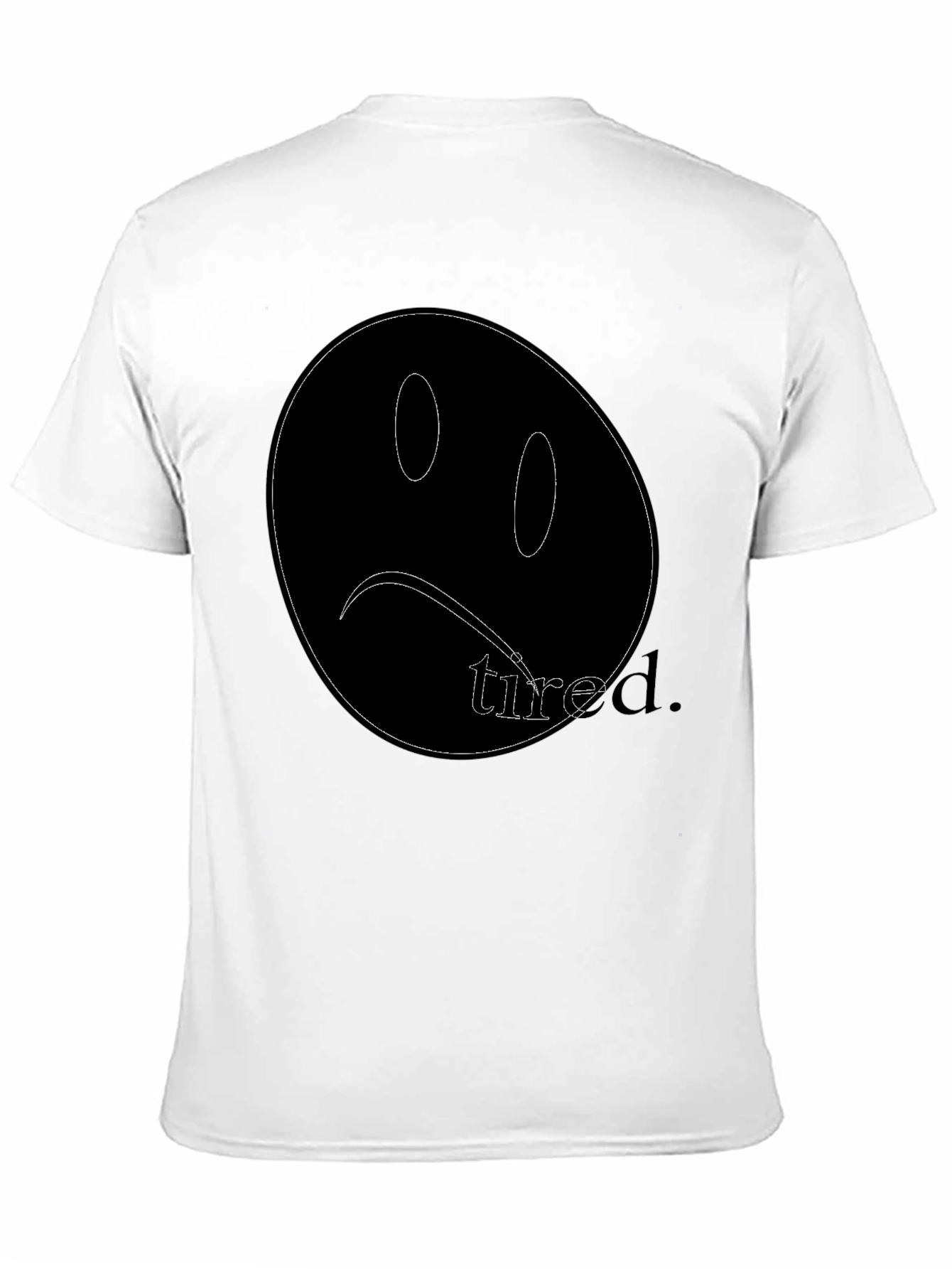 Black Sad Face Tired Graphic Black T-Shirt view 11