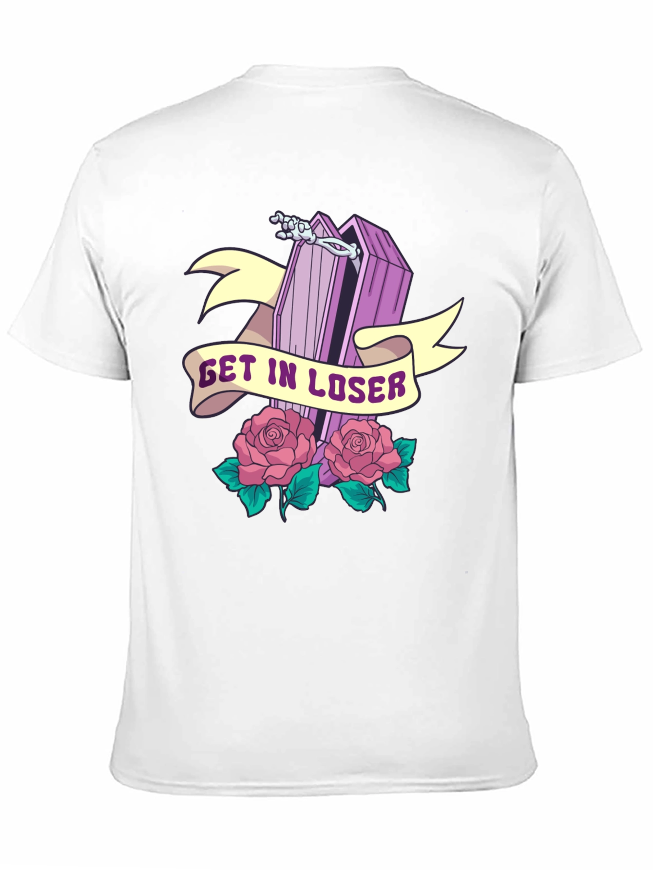 Black Get In Loser Coffin Graphic T-Shirt view 11