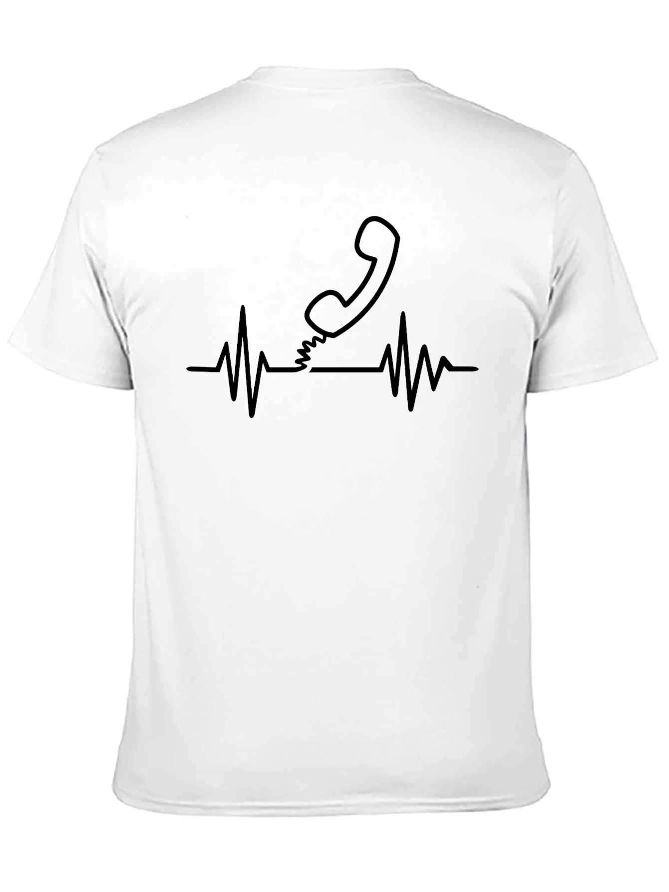 Black Heartbeat Phone Black T-Shirt view 11