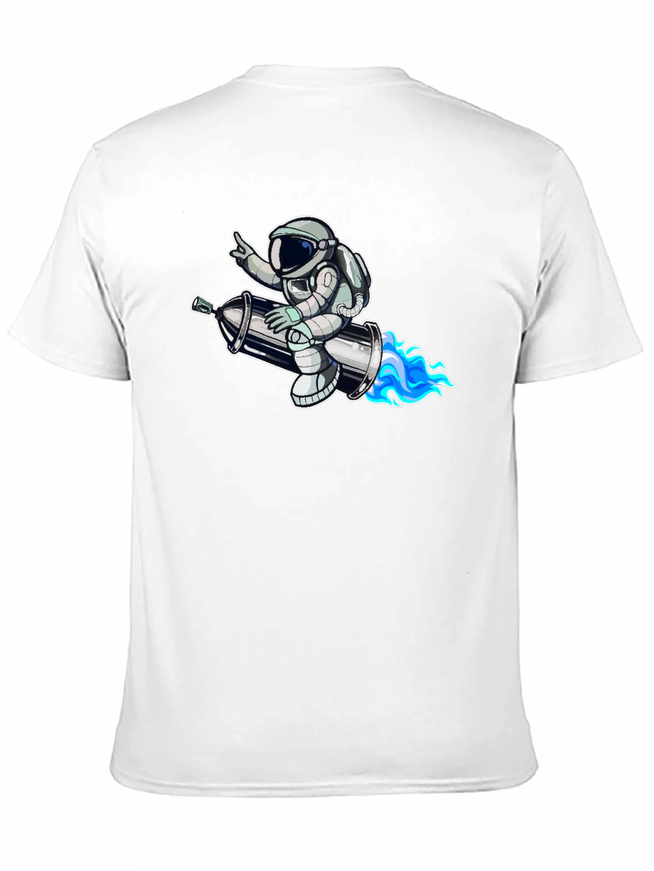 Black Astronaut on Rocket T-Shirt - Black view 11