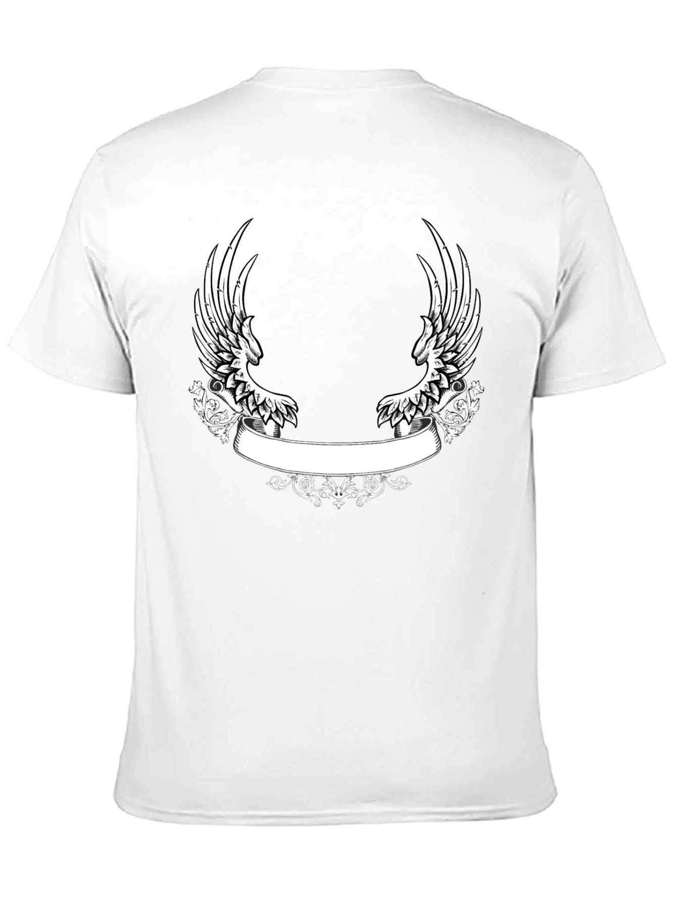 Black Black T-Shirt with Wing and Banner Design view 11