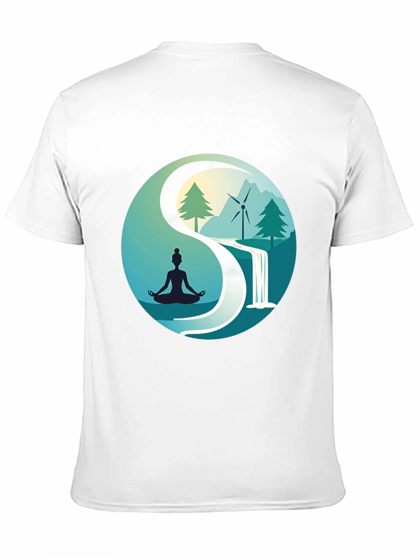Black Nature Yin Yang T-Shirt - Meditation and Sustainability view 11
