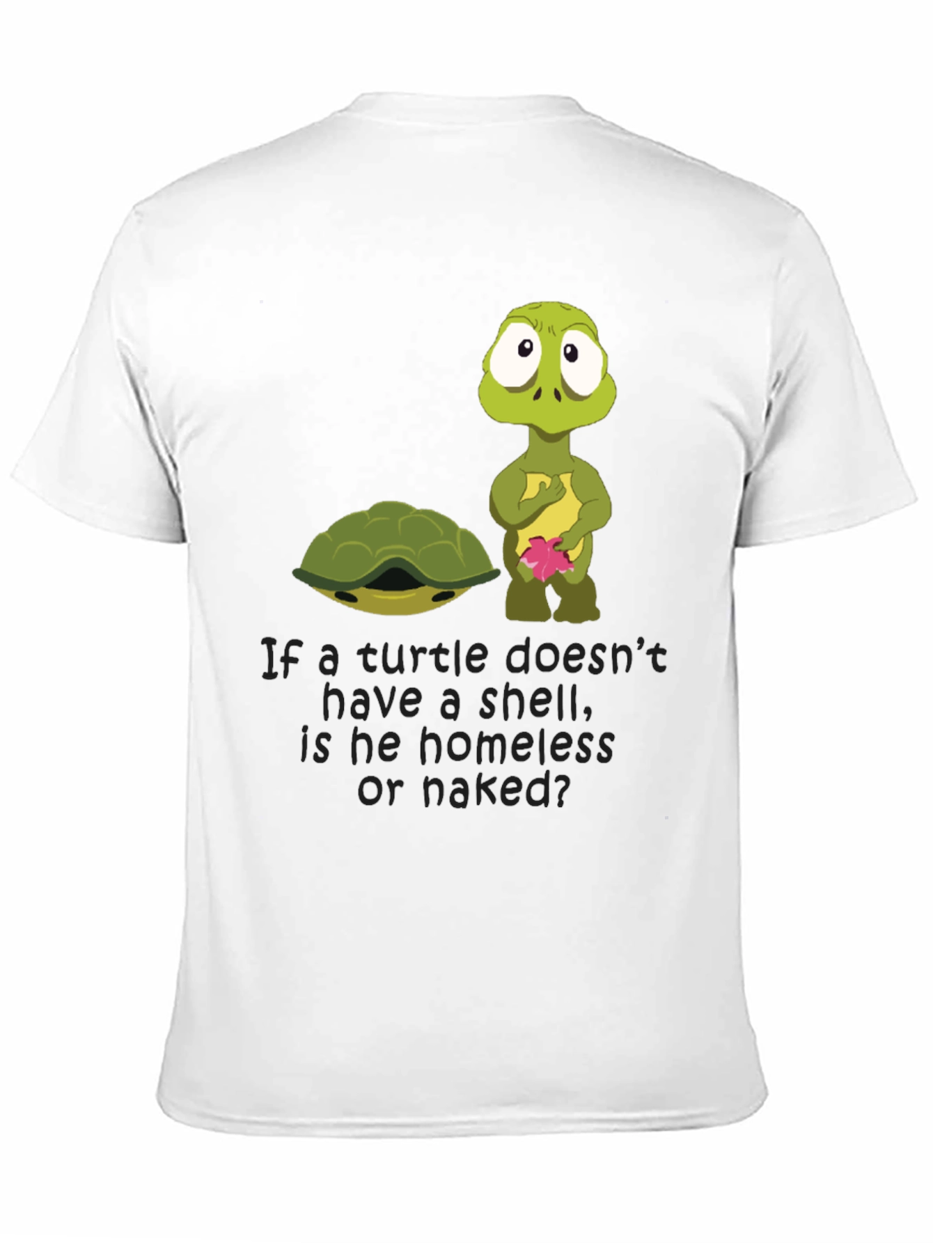 Black Funny Turtle Shell Homeless Naked T-Shirt view 11