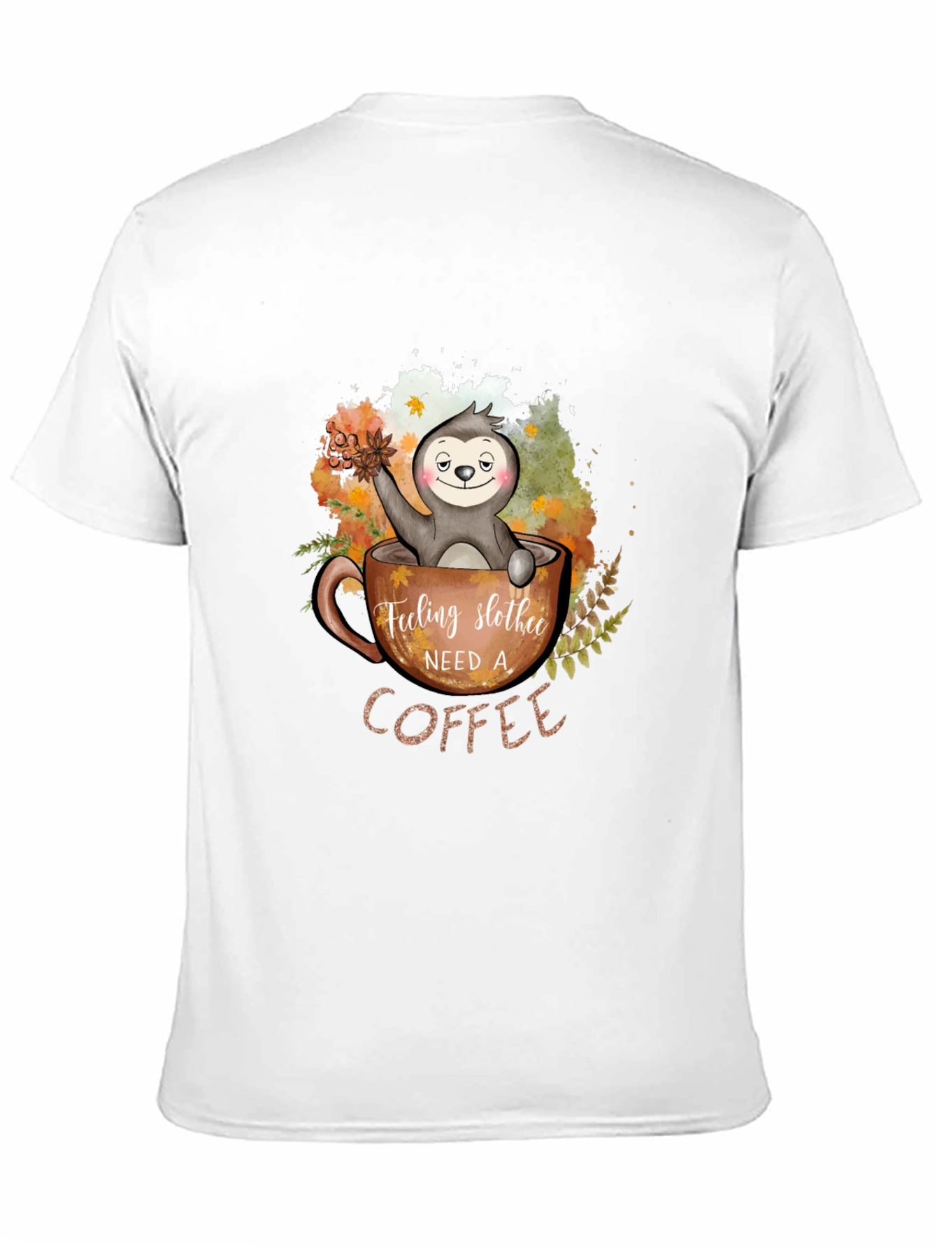 Black Feeling Slothee Need a Coffee Graphic T-Shirt view 11