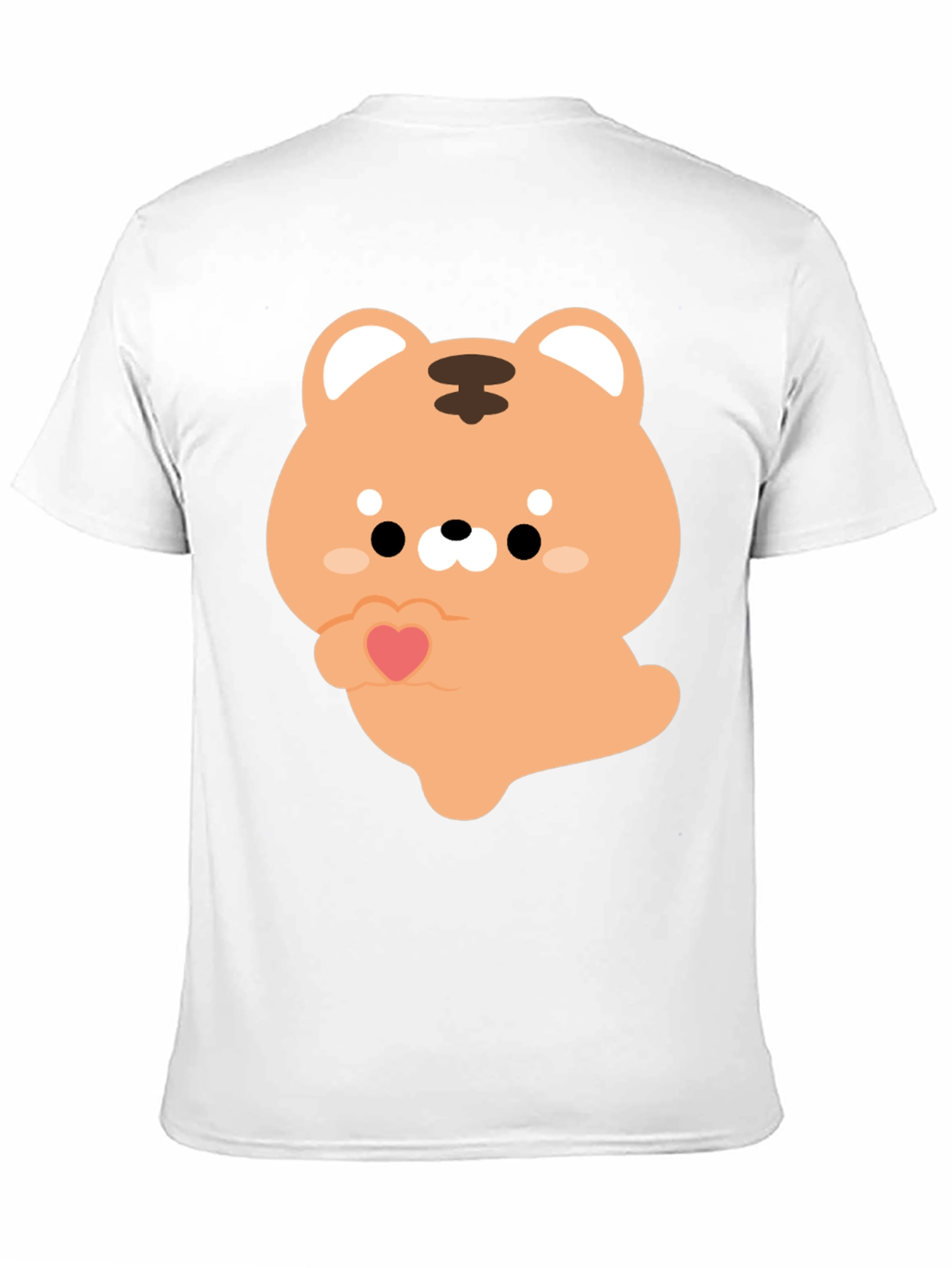 Black Cute Cartoon Tiger Holding Heart Graphic Tee view 11