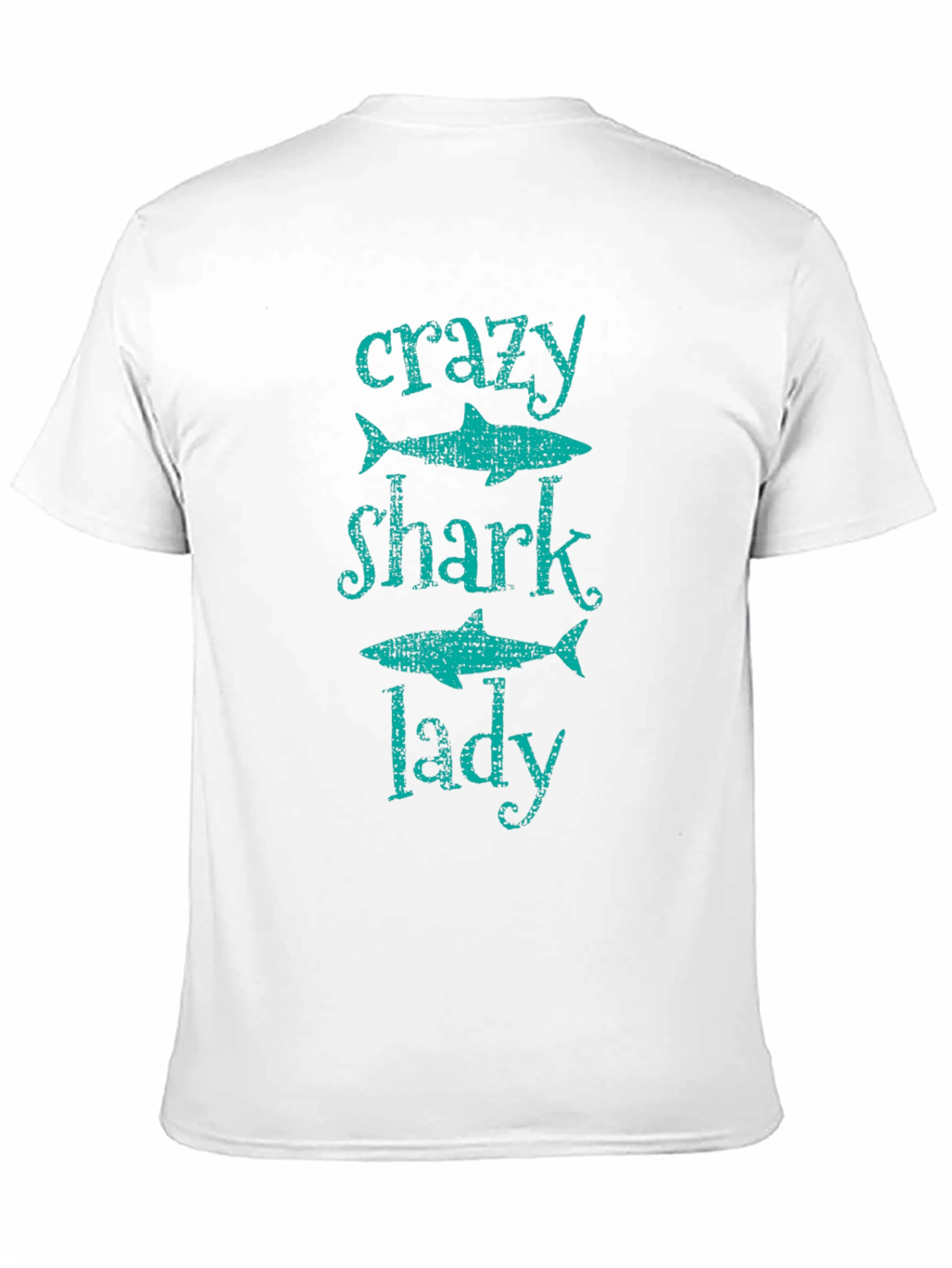 Black Crazy Shark Lady T-Shirt -  Black Cotton Tee view 11