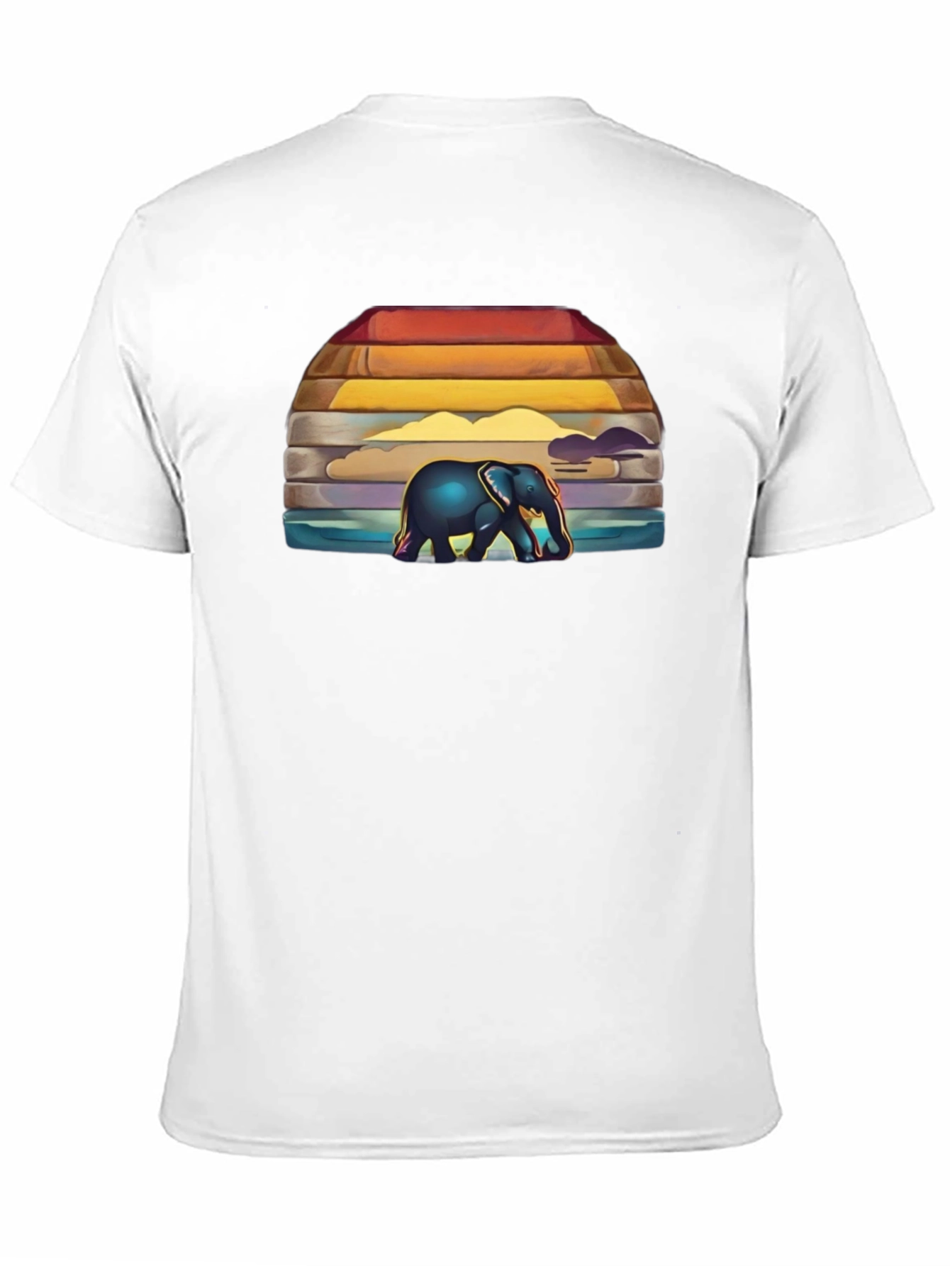 Black Elephant Sunset Graphic T-Shirt view 11