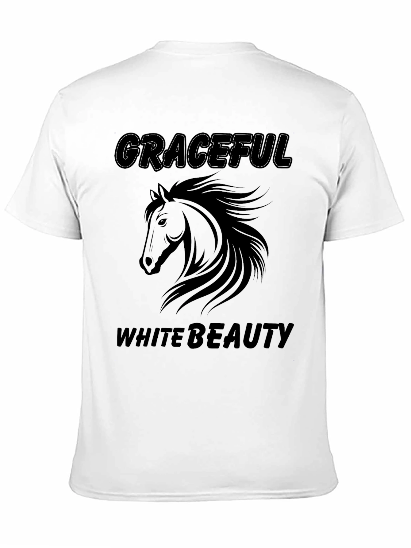 Black Graceful White Beauty Horse Graphic Tee view 11