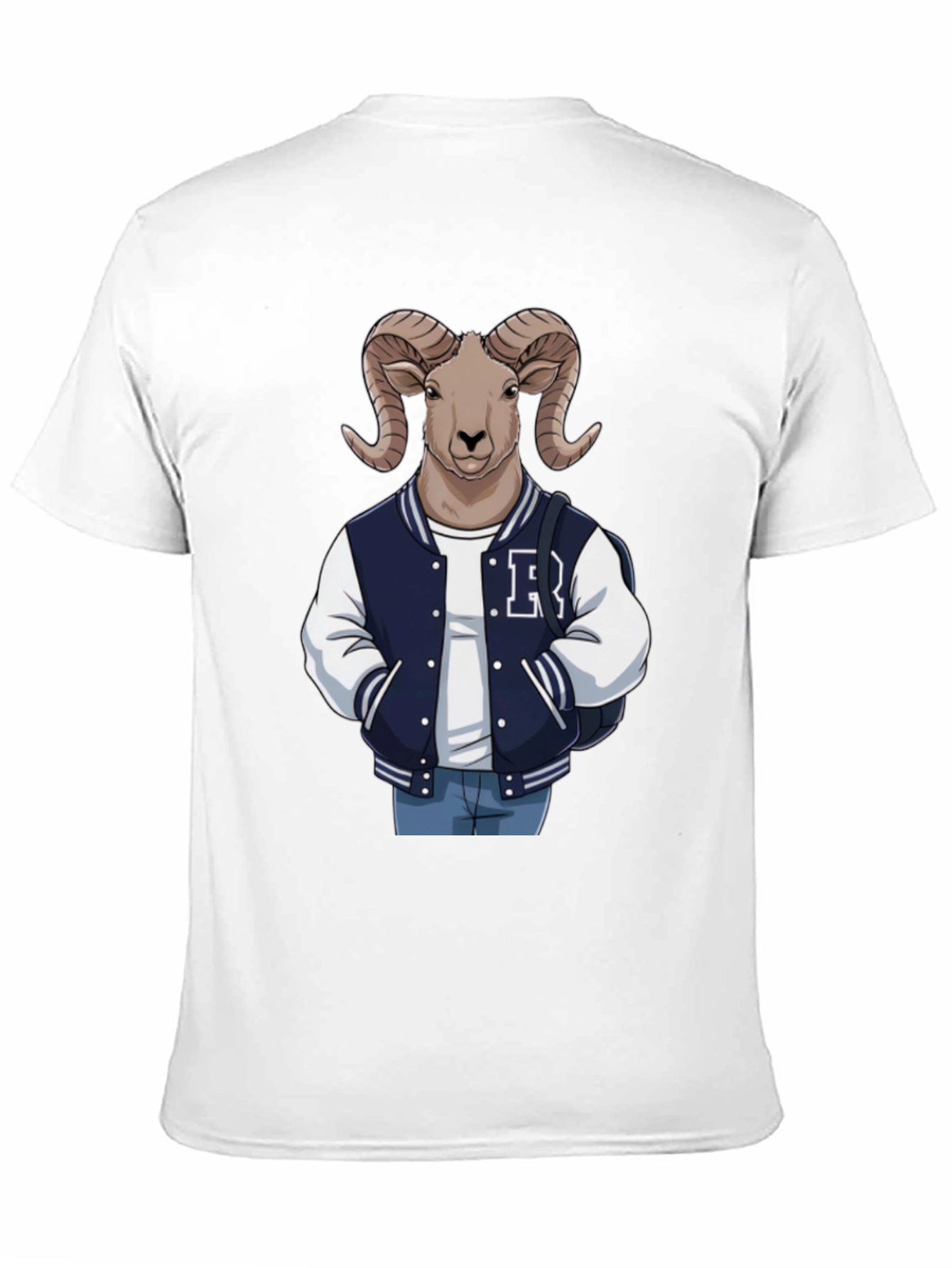 Black Ram Varsity Tee - Cool Animal Graphic T-Shirt view 11