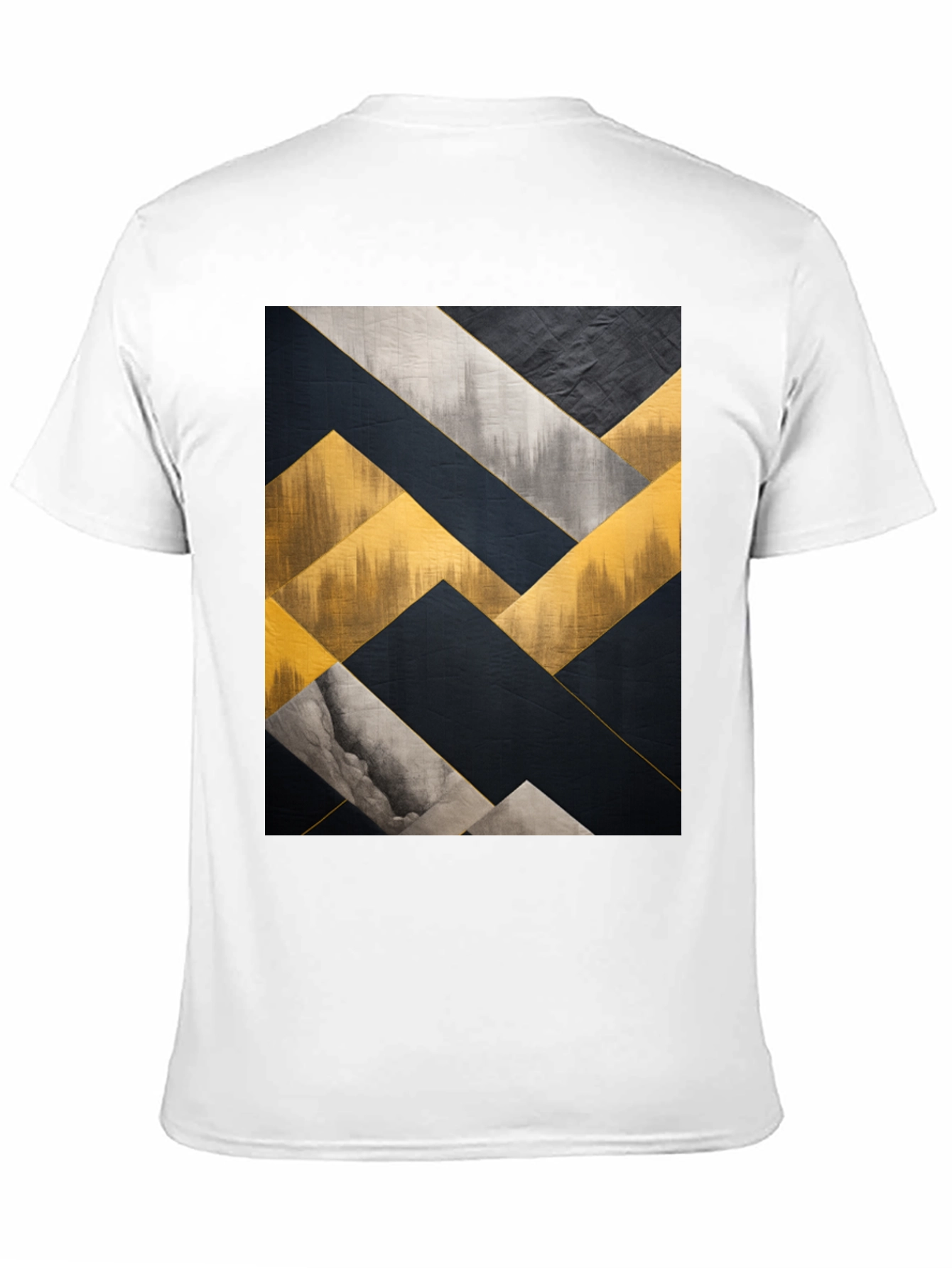 Black Abstract Geometric Art Men's Black T-Shirt view 11