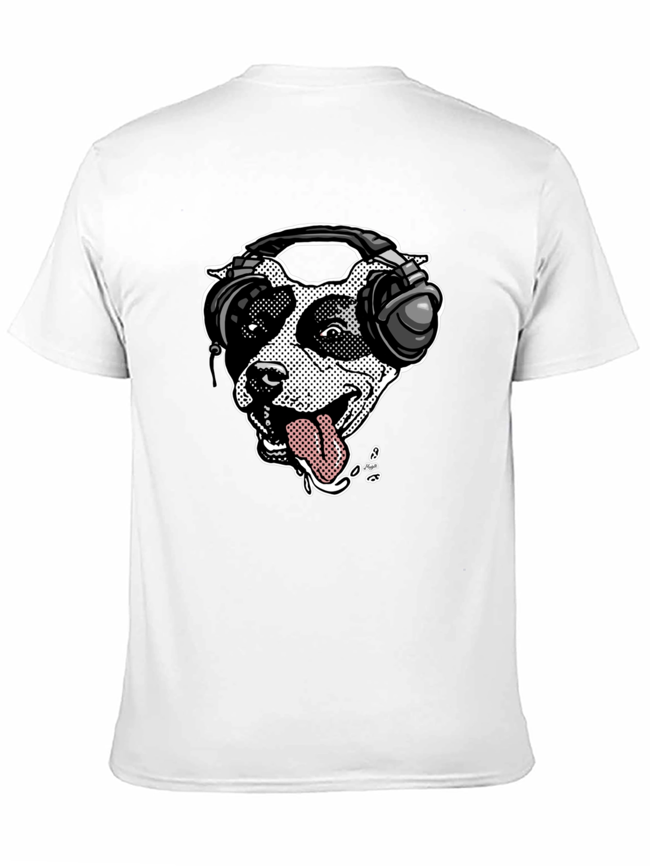 Black Dog with Headphones Graphic T-Shirt view 11