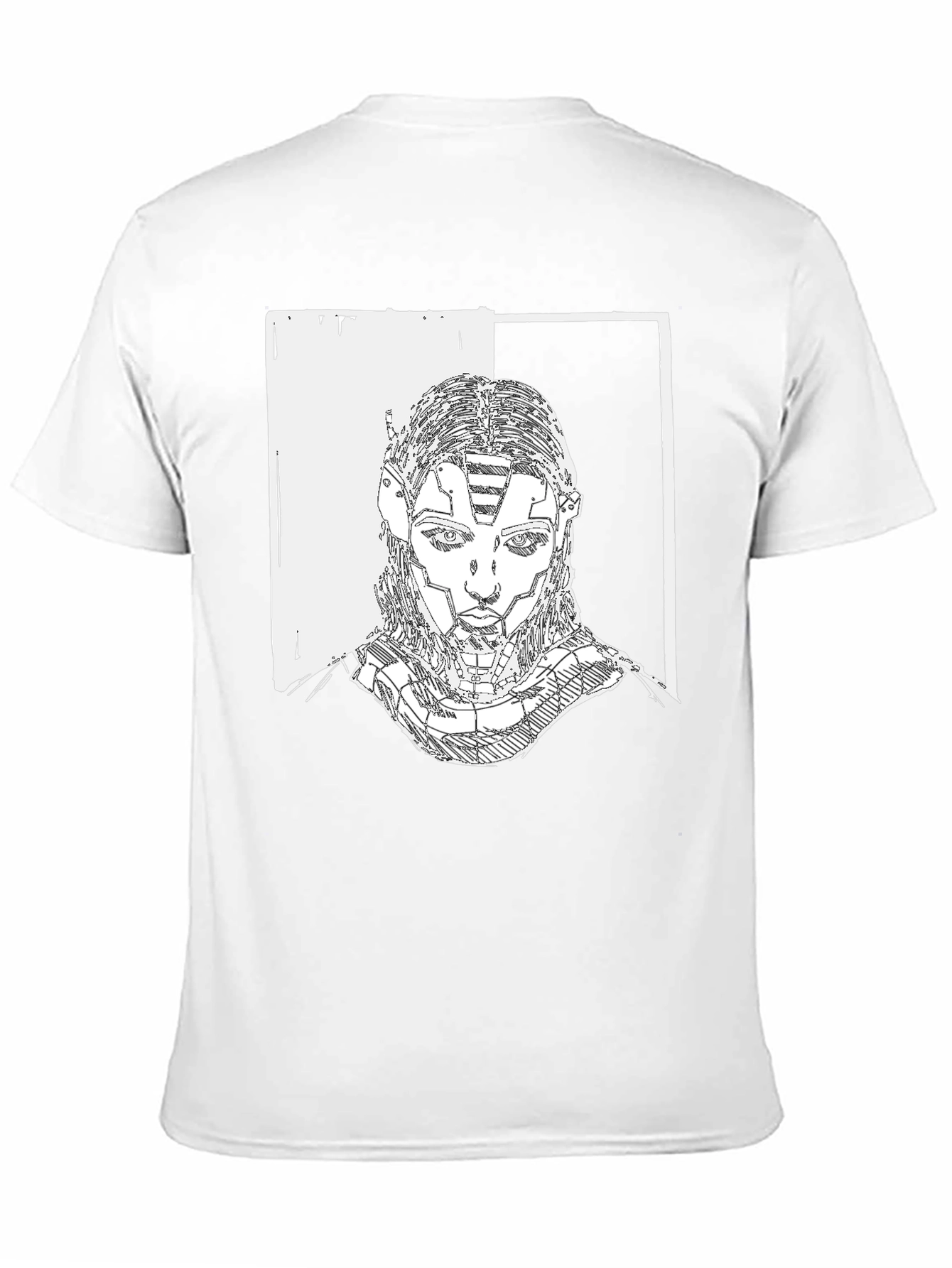 Black Cyberpunk Portrait Graphic Tee - Black Cotton T-Shirt view 11