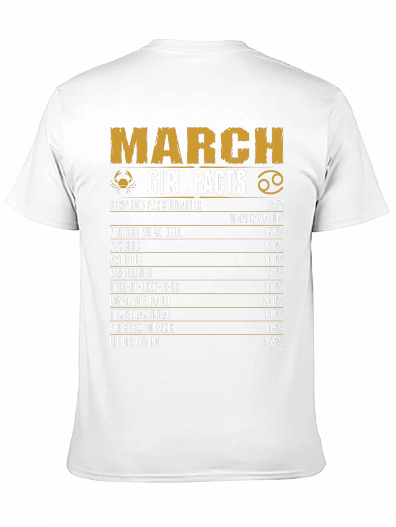 Black March Girl Facts Black Graphic T-Shirt view 11