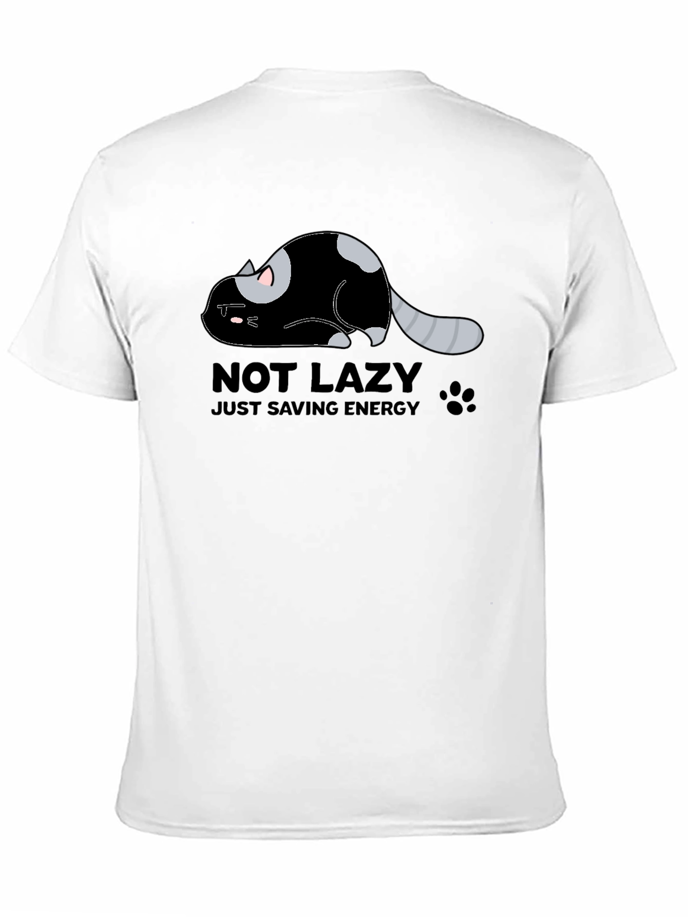 Black Lazy Cat Energy Saving Graphic Tee view 11