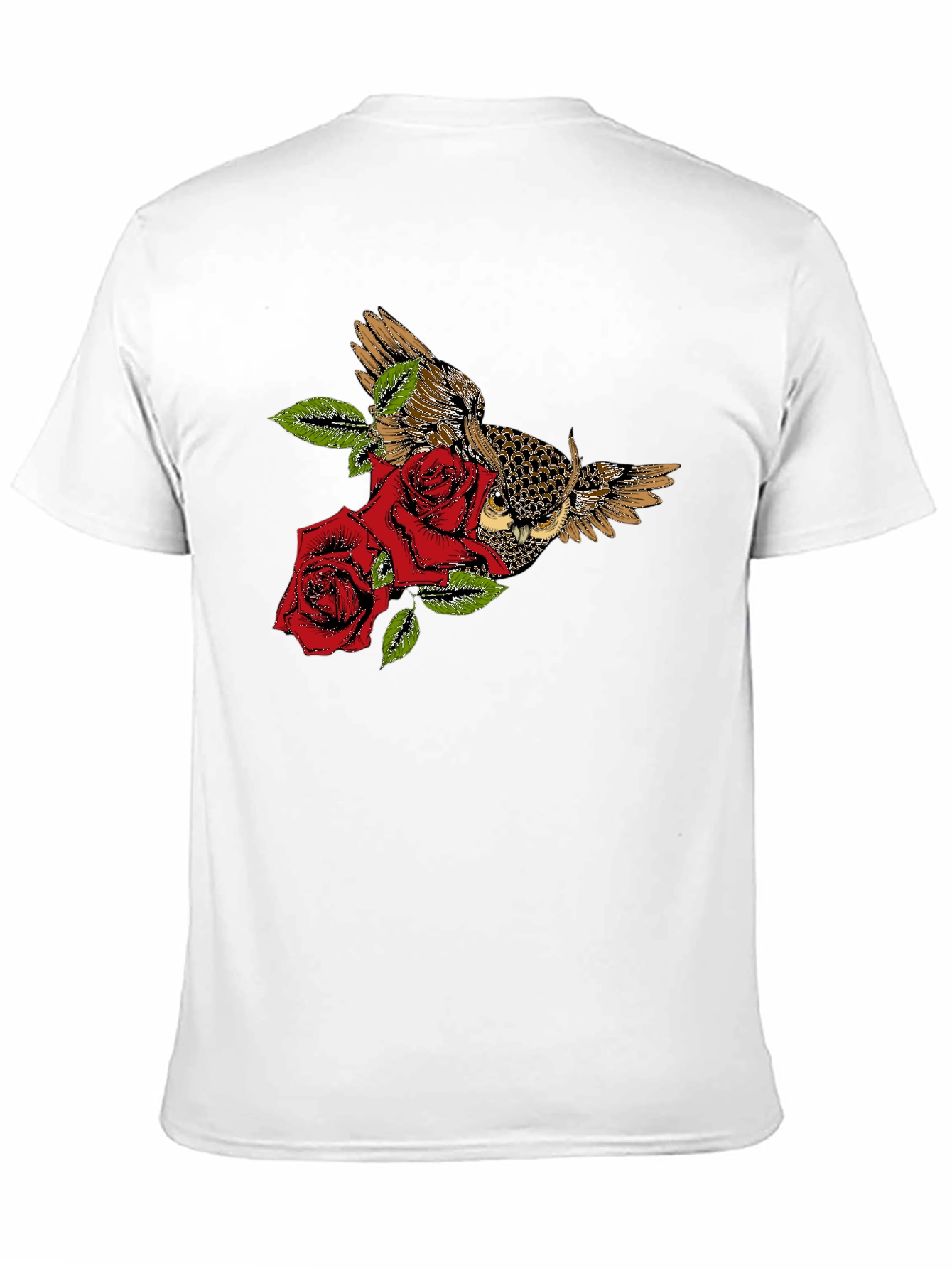 Black Owl and Roses Graphic T-Shirt - Black view 11