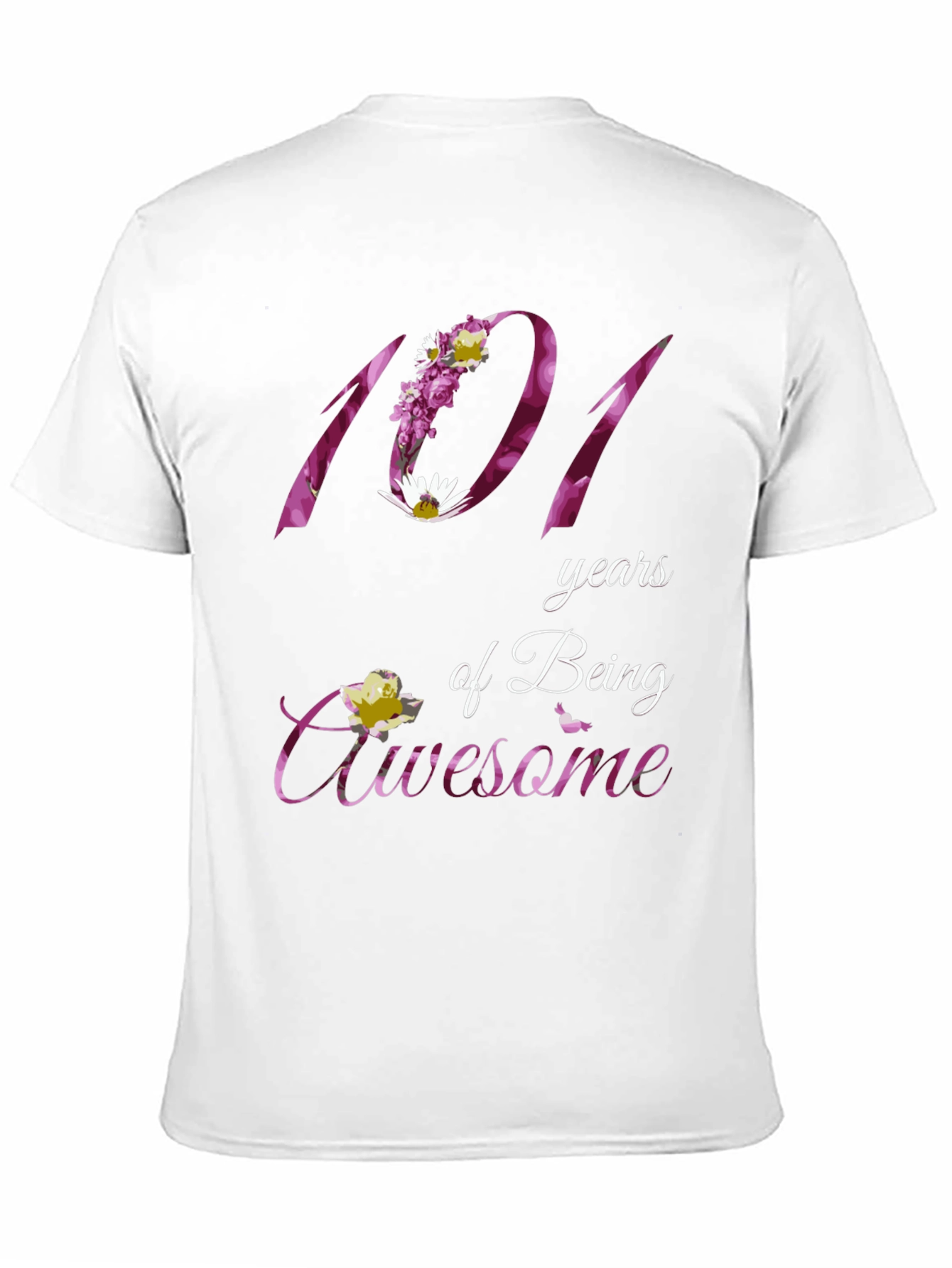 Black 101 Years Awesome Floral Print T-Shirt view 11