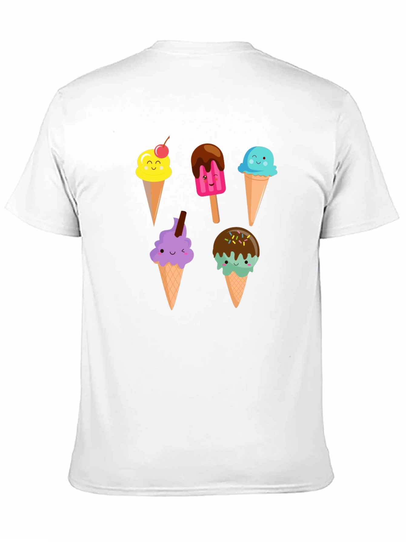 Black Cute Cartoon Ice Cream Graphic Black T-Shirt view 11