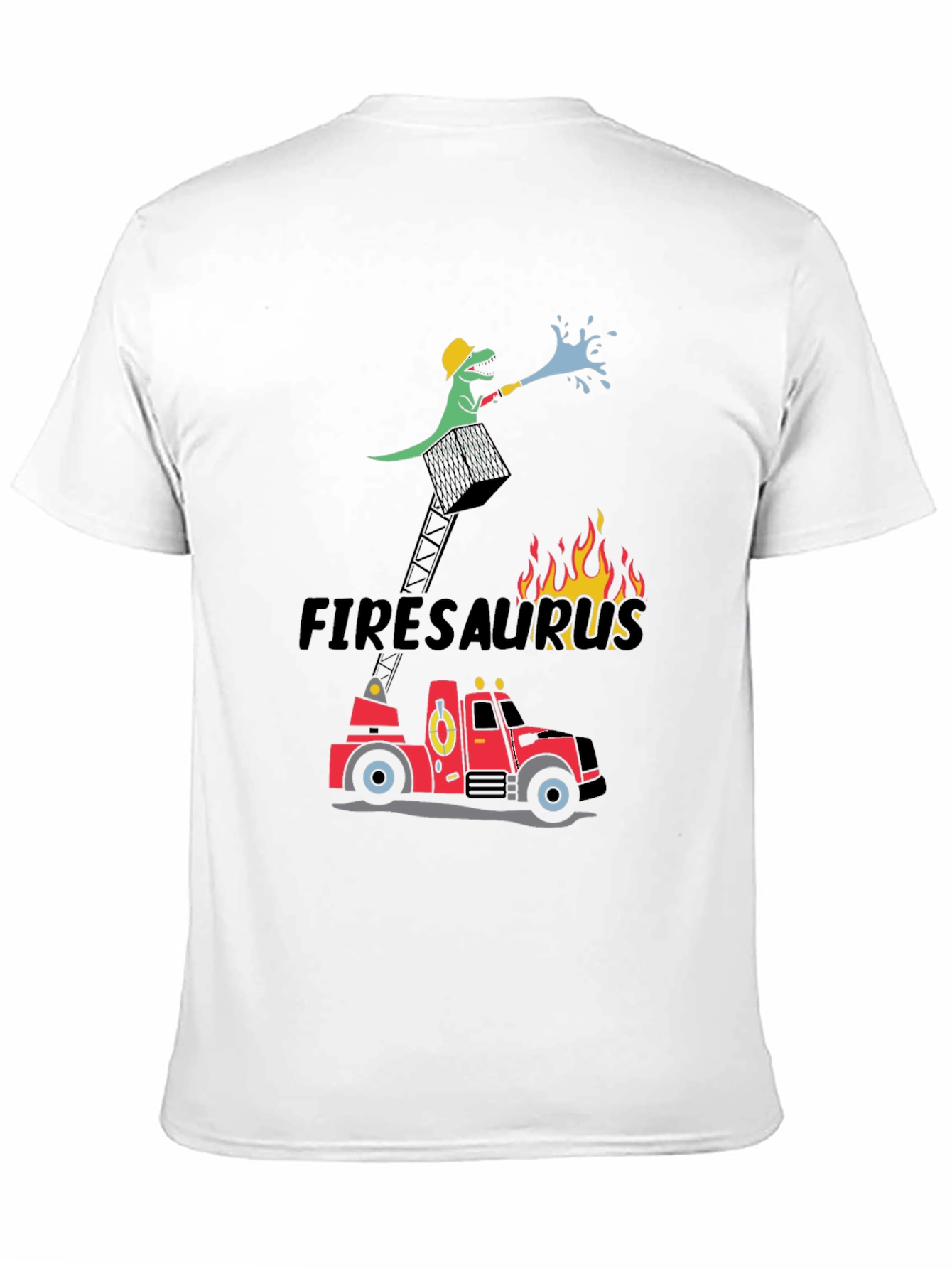 Black Firesaurus Cartoon Graphic T-Shirt view 11
