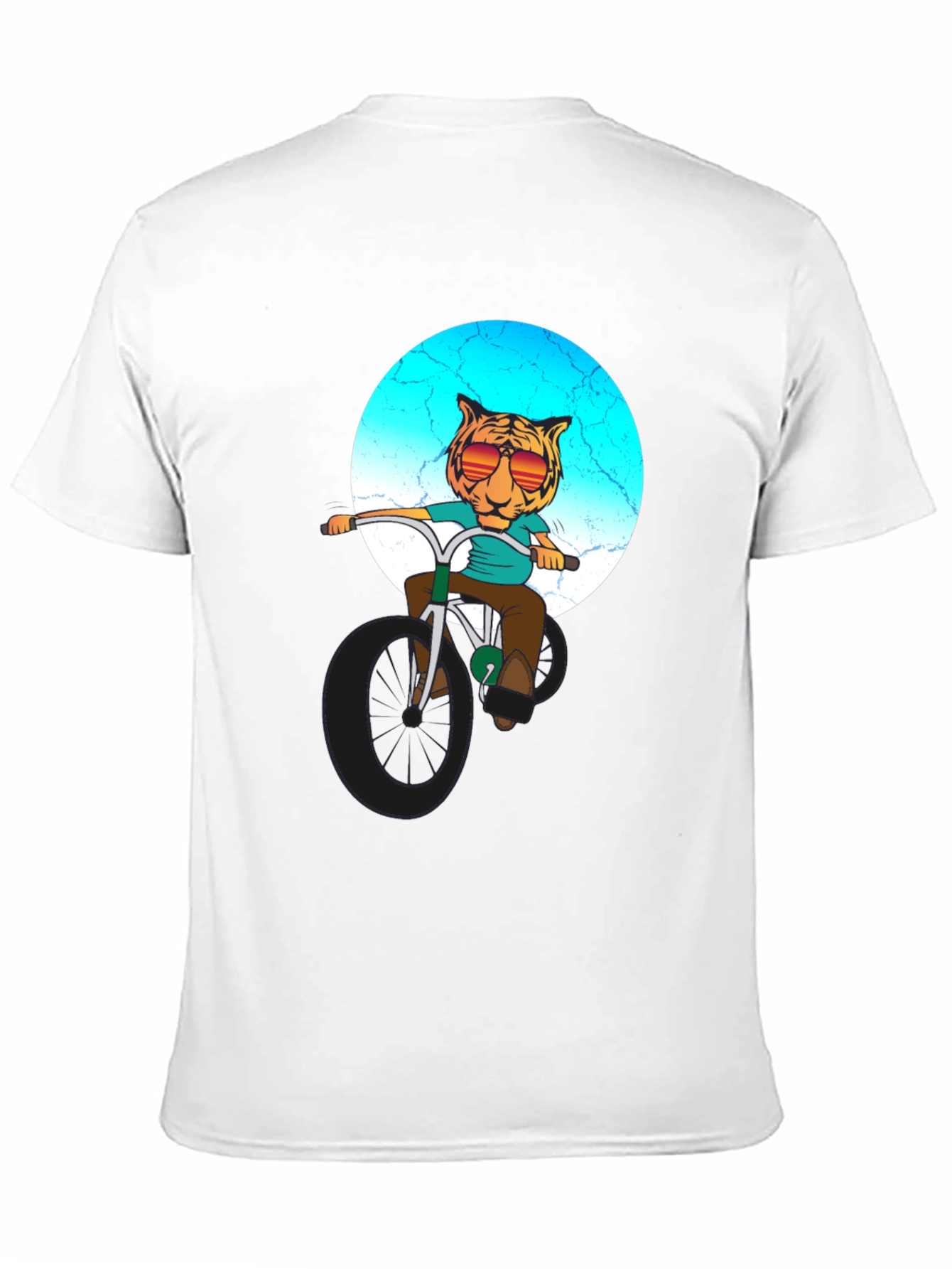 Black Cool Tiger Riding Bike Graphic T-Shirt view 11
