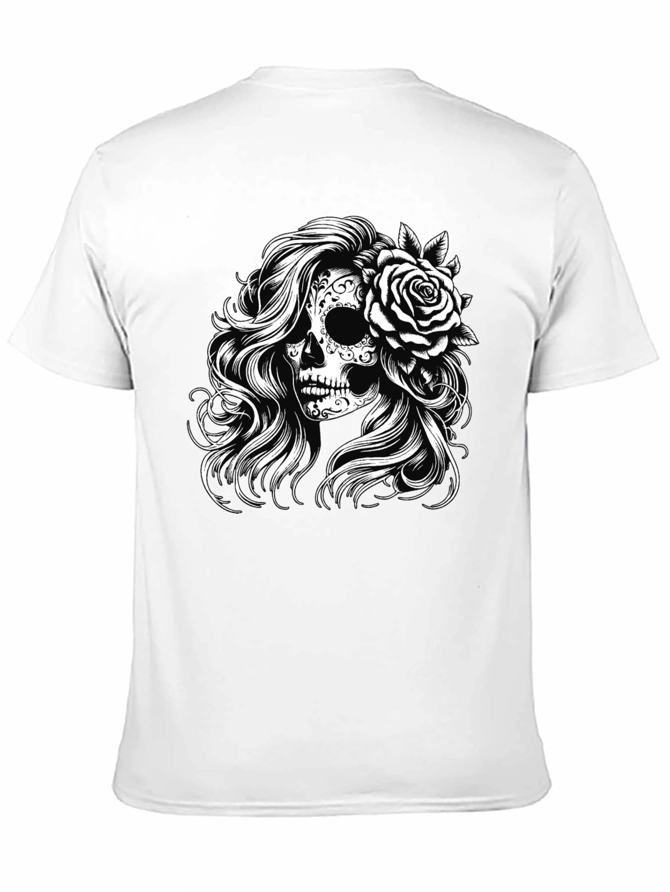Black Sugar Skull Rose Graphic Tee - Black view 11