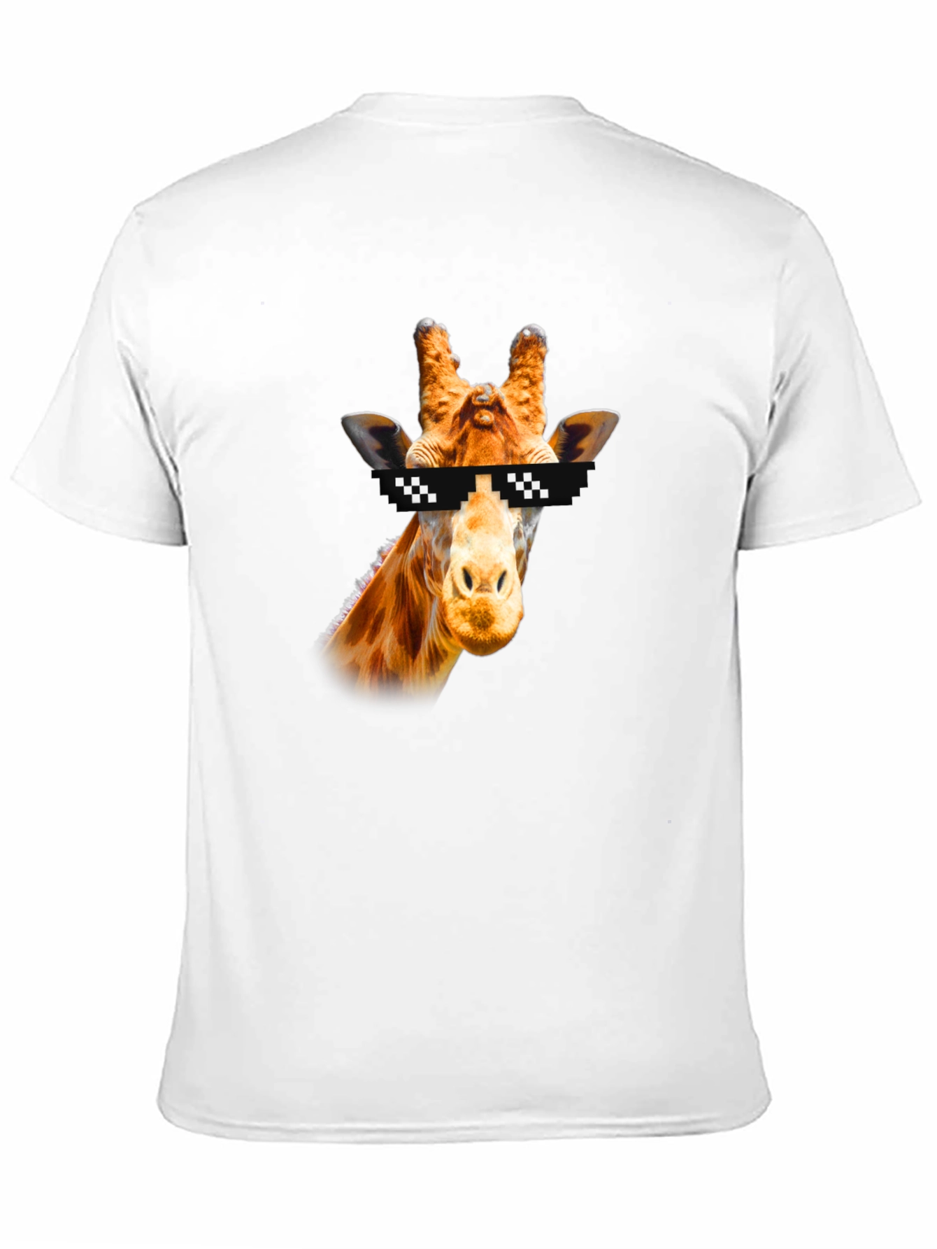 Black Cool Giraffe Pixel Sunglasses Black T-Shirt view 11