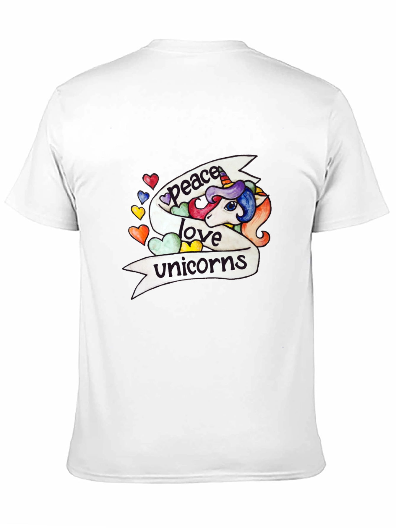 Peace Love Unicorns Graphic Tee - Black Cotton T-Shirt - 11
