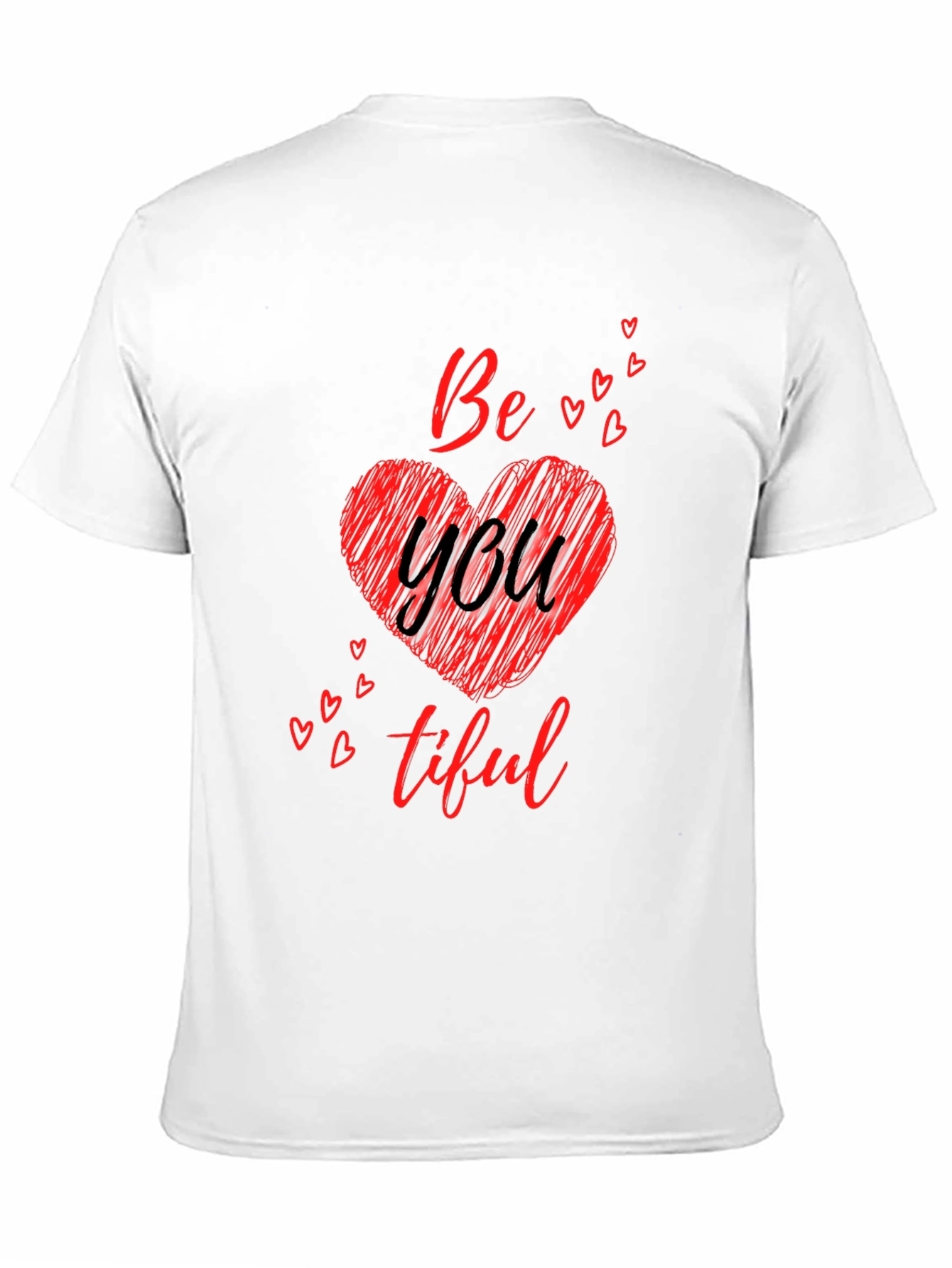 Black Be You Tiful Heart Tee - Soft Black Cotton Graphic T-Shirt view 11