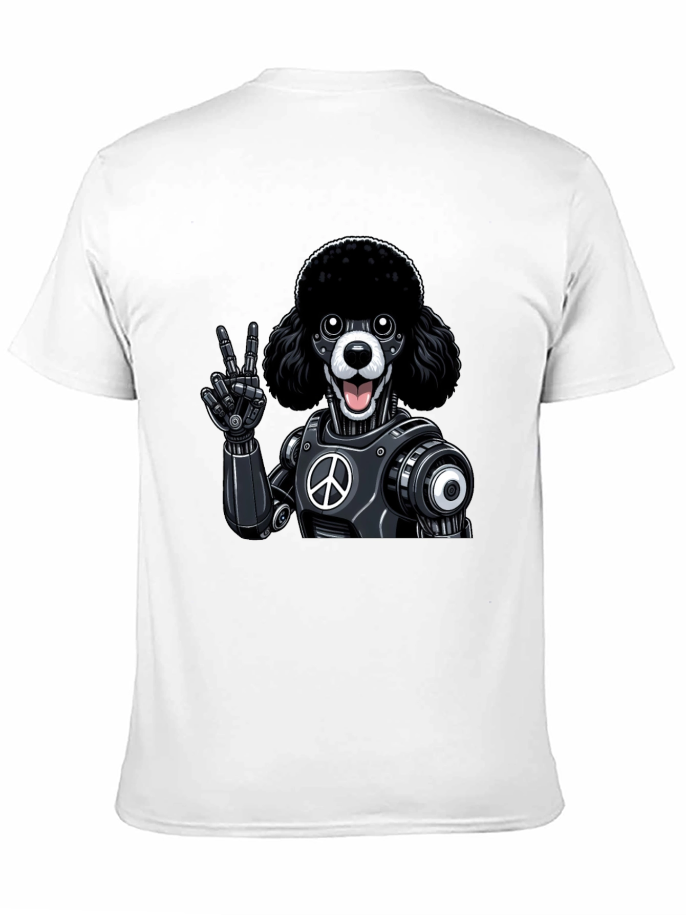 Black Peace Poodle Robot Graphic T-Shirt view 11
