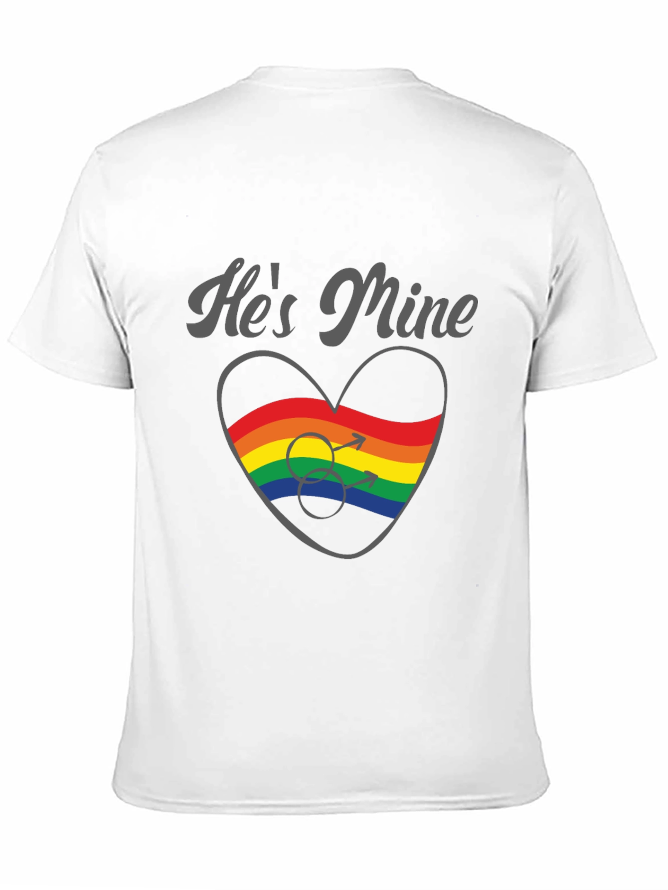 Black He's Mine Gay Pride Rainbow Heart T-Shirt view 11