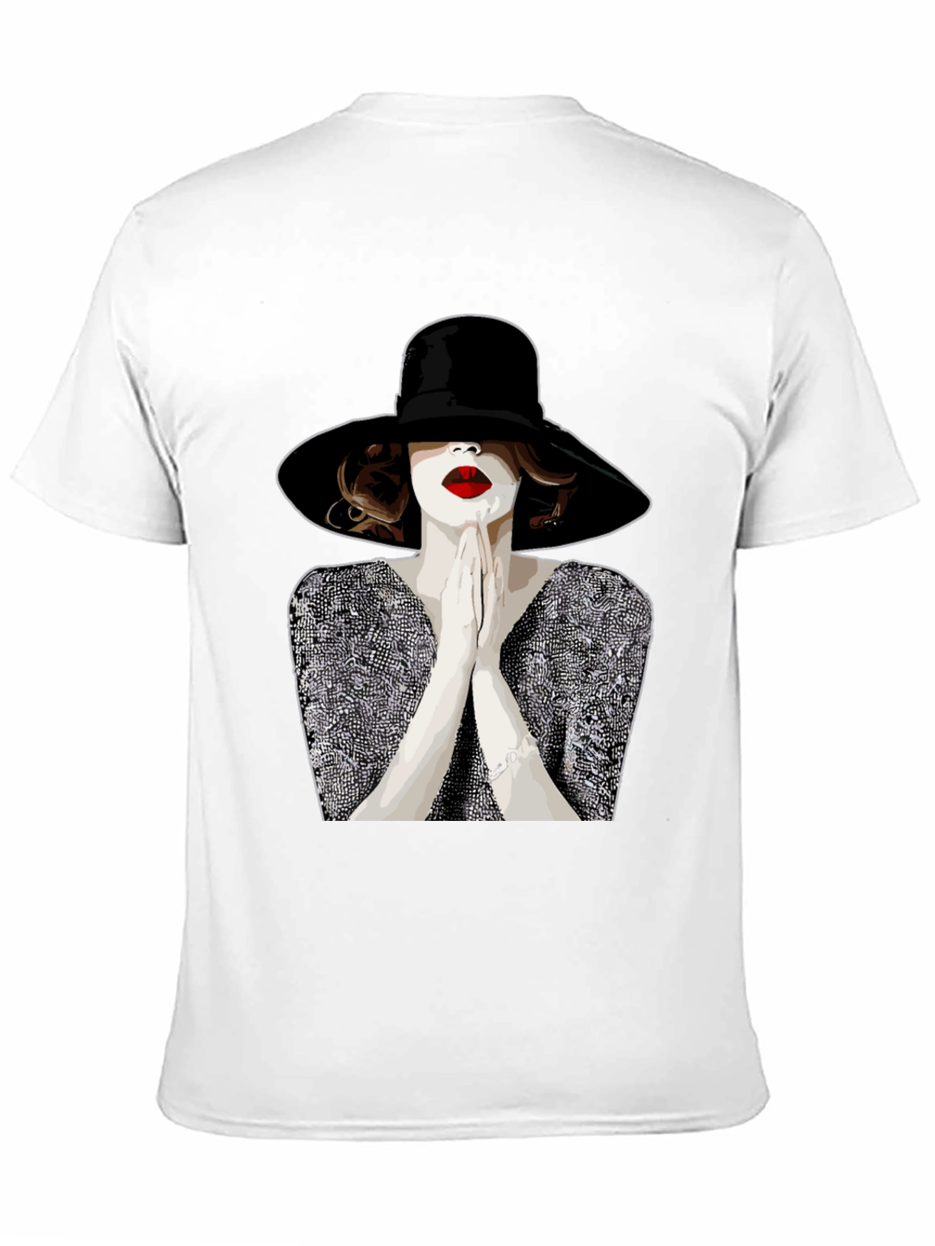 Black Stylish Graphic Tee - Woman with Hat view 11